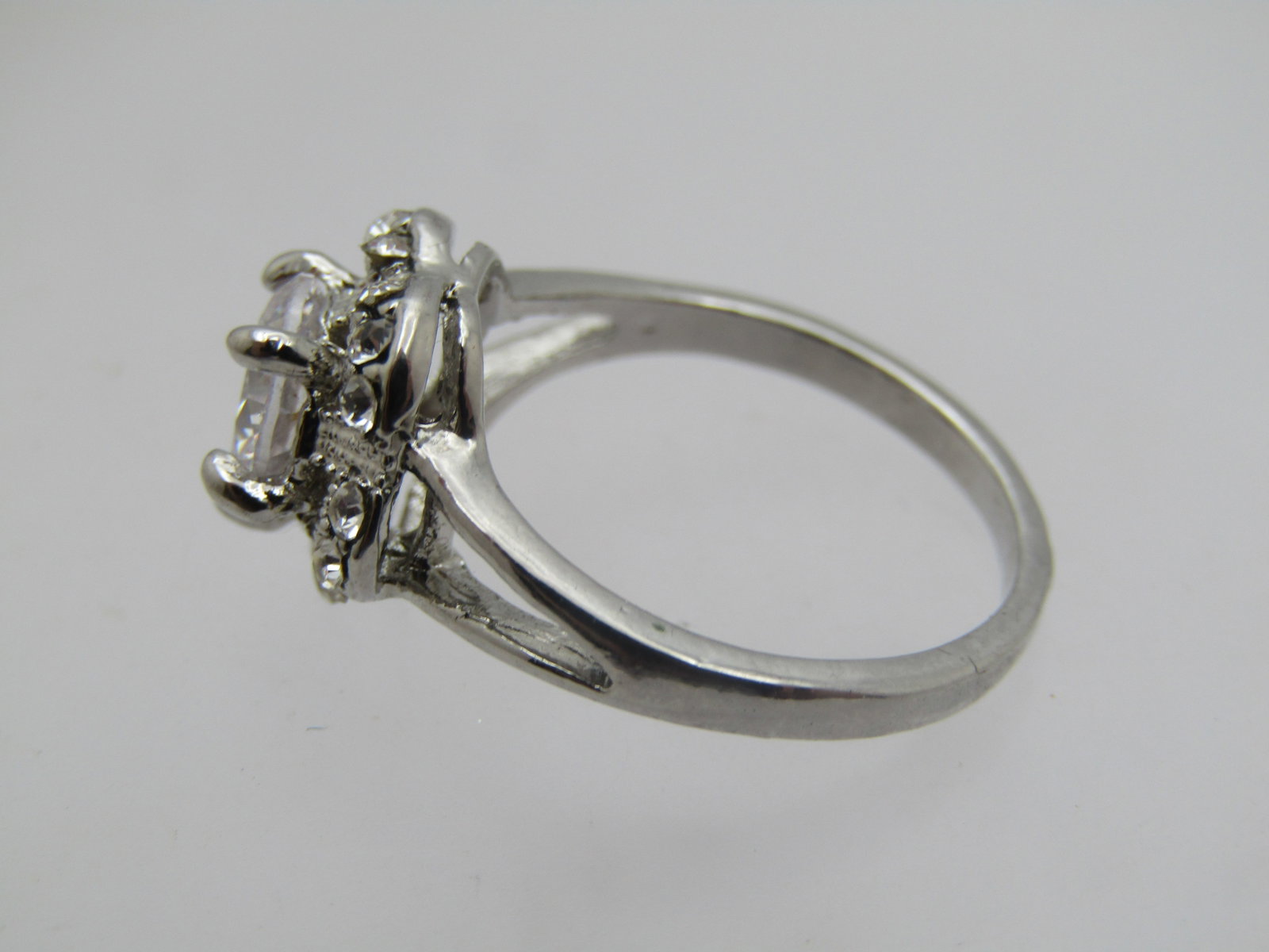 Costume Clear Rhinestone Ring, Sz. 6.5, Halo - 7
