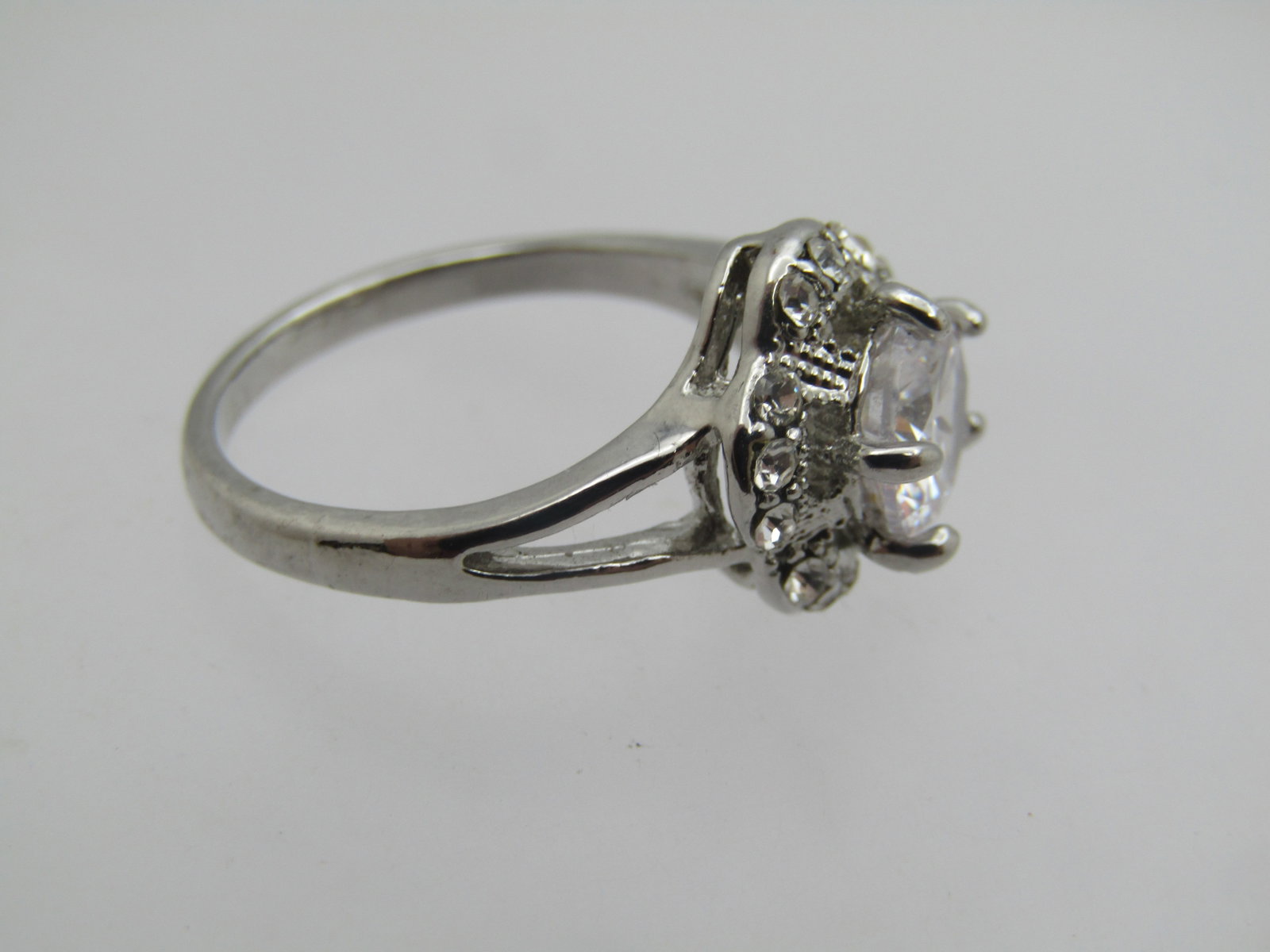 Costume Clear Rhinestone Ring, Sz. 6.5, Halo - 9