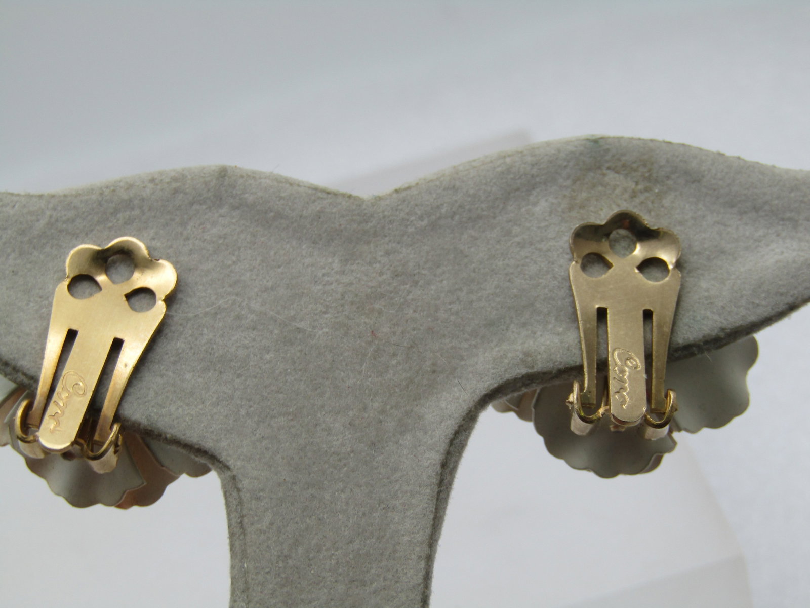 Vintage Coro Orange & Cream Clip Earrings, Rhinestone, 1940's-1950's - 5