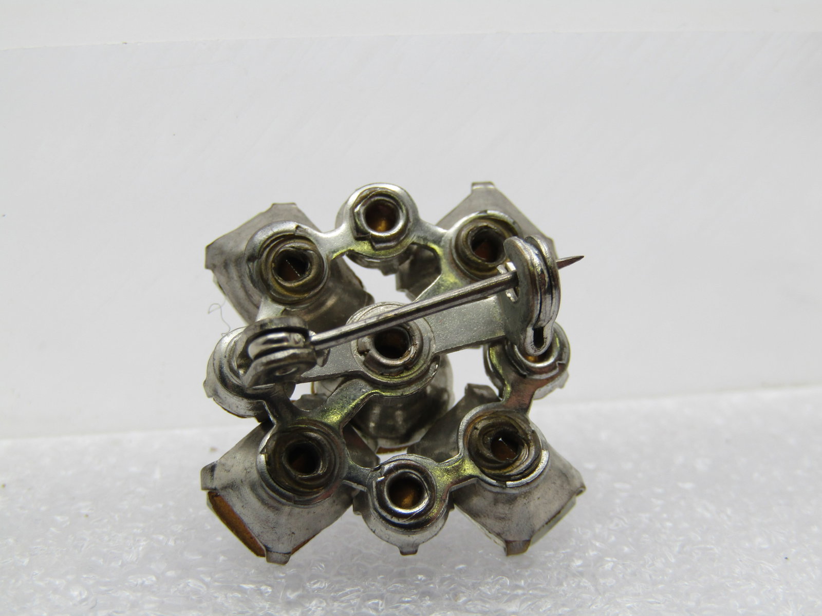 Vintage Rhinestone Brooch, 1940's, Silver Tone, 1" - 4