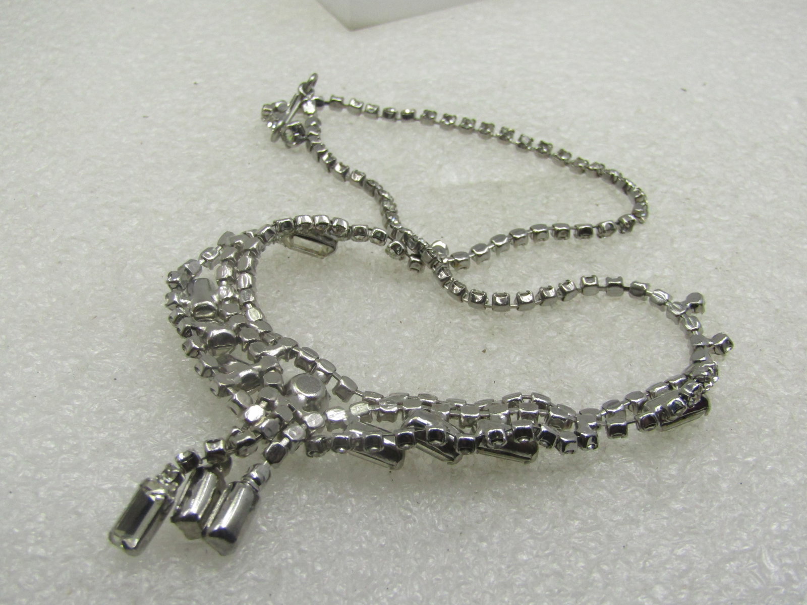 Vintage Rhinestone Drop Necklace, 15", 1940's - 5