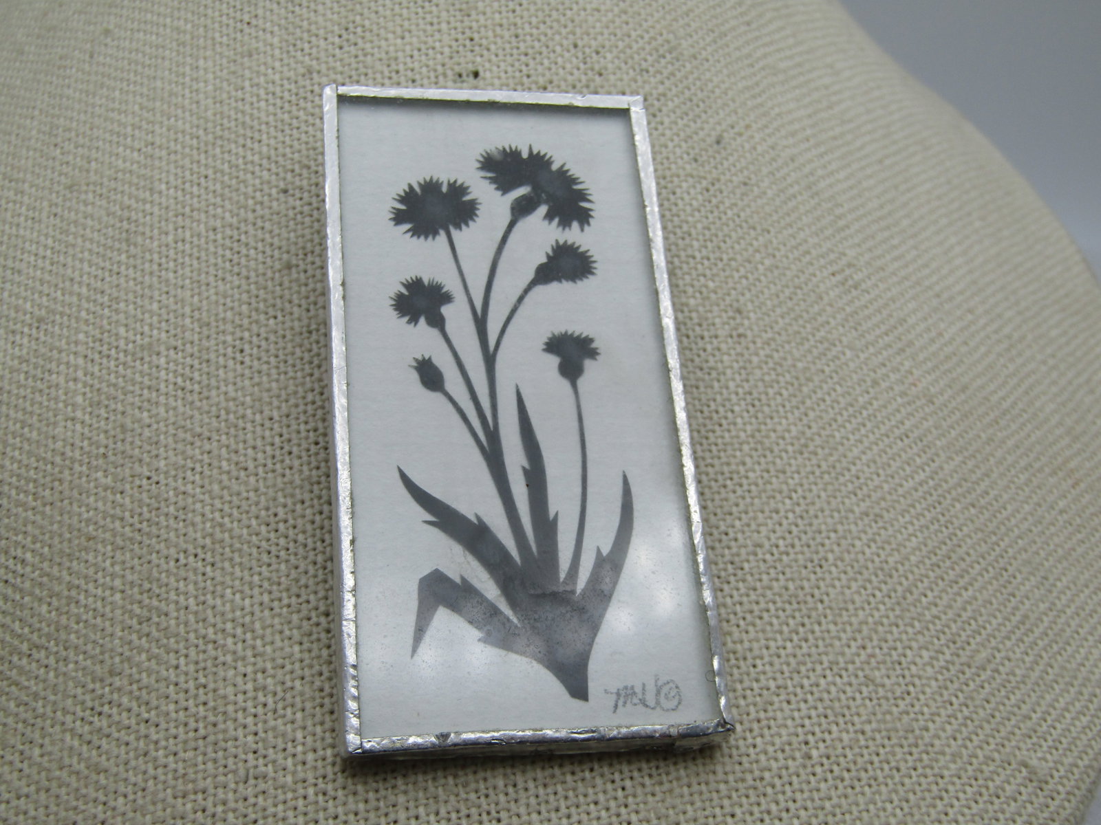 Vintage Cut Flower Framed Brooch Signed , 1980's - 2