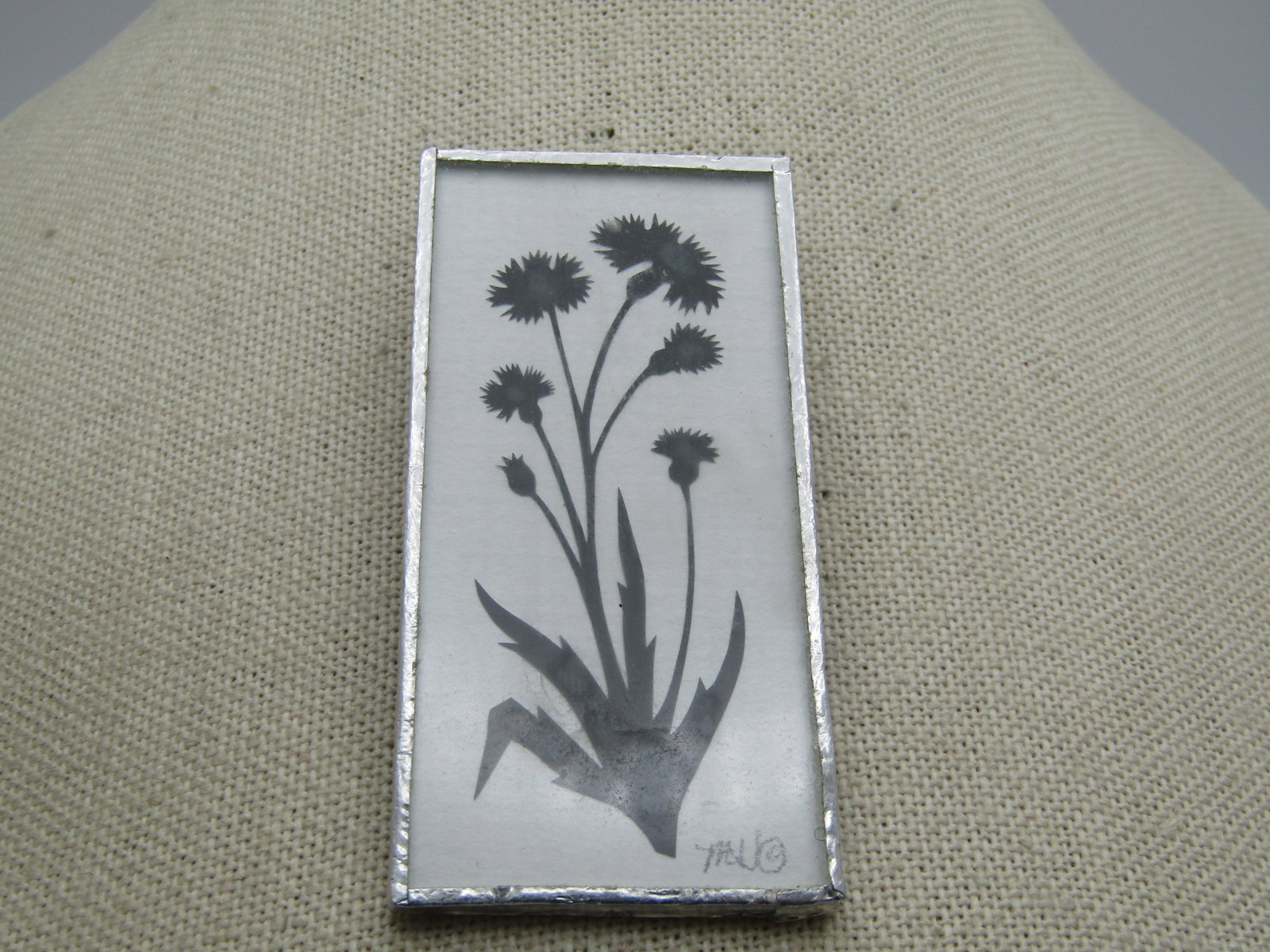 Vintage Cut Flower Framed Brooch Signed , 1980's - 3