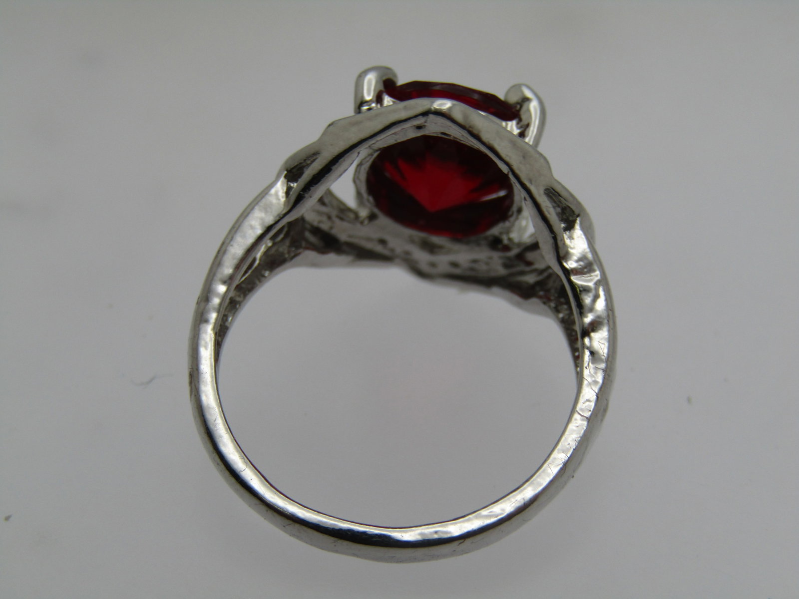 Red Glass Stone Fashion Ring, Sz. 7.5, 1980's-1990's - 5