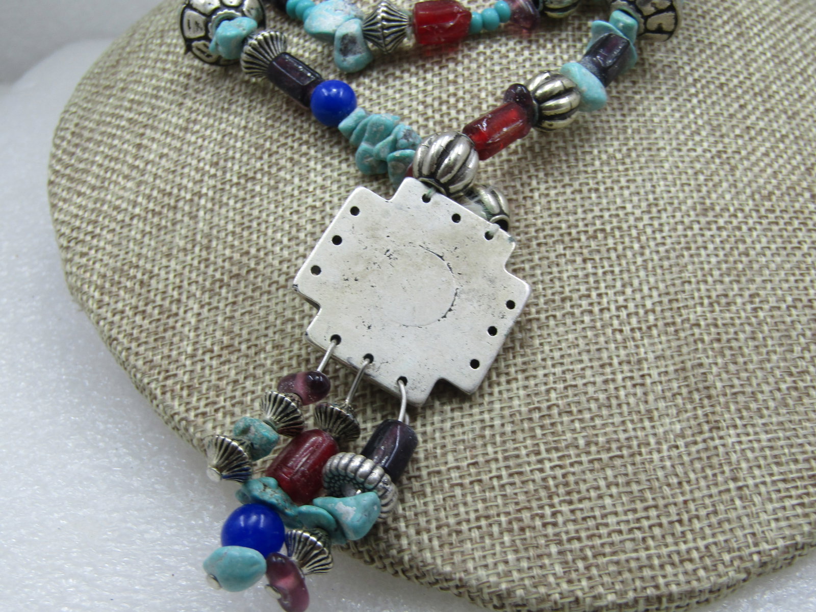 Southwestern Beaded Necklace, 28", Simulated Turquoise, Lapis & More - 5