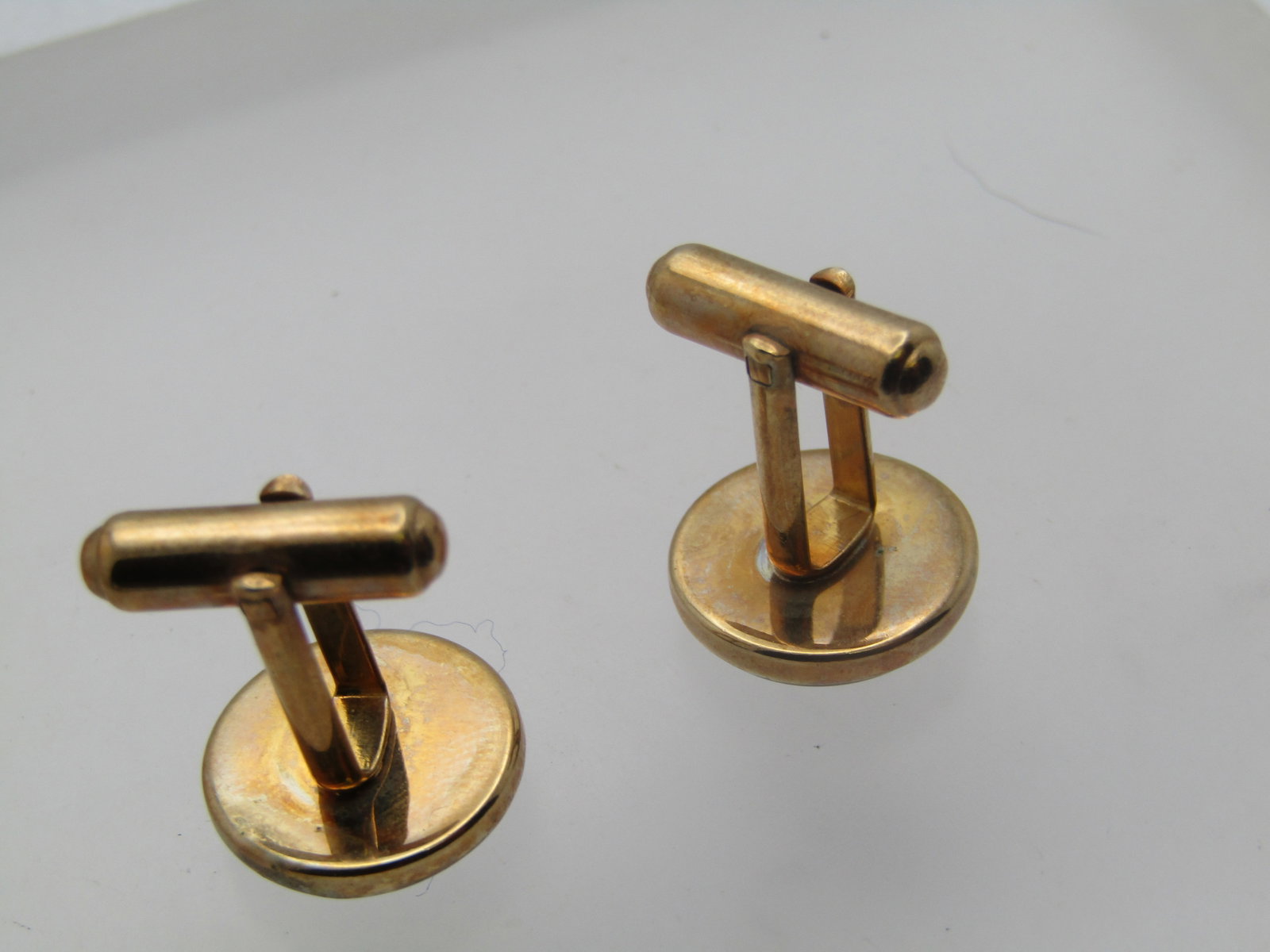 Vintage Black Glass Round Cufflinks, 5/8" 1960's-1970's - 4