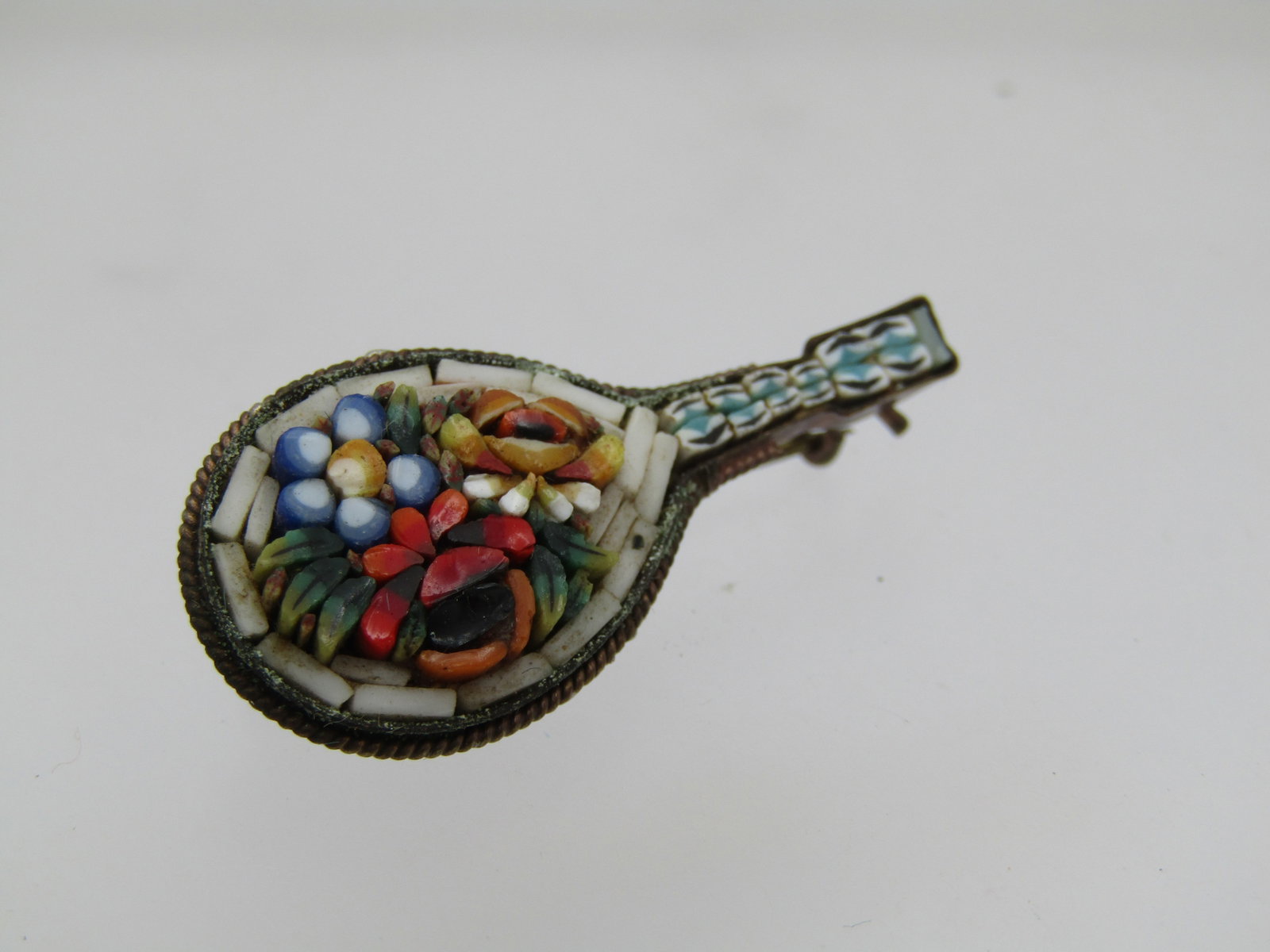 Vintage Micromosaic Lute Brooch, 1940's-1950's (1 of 6)