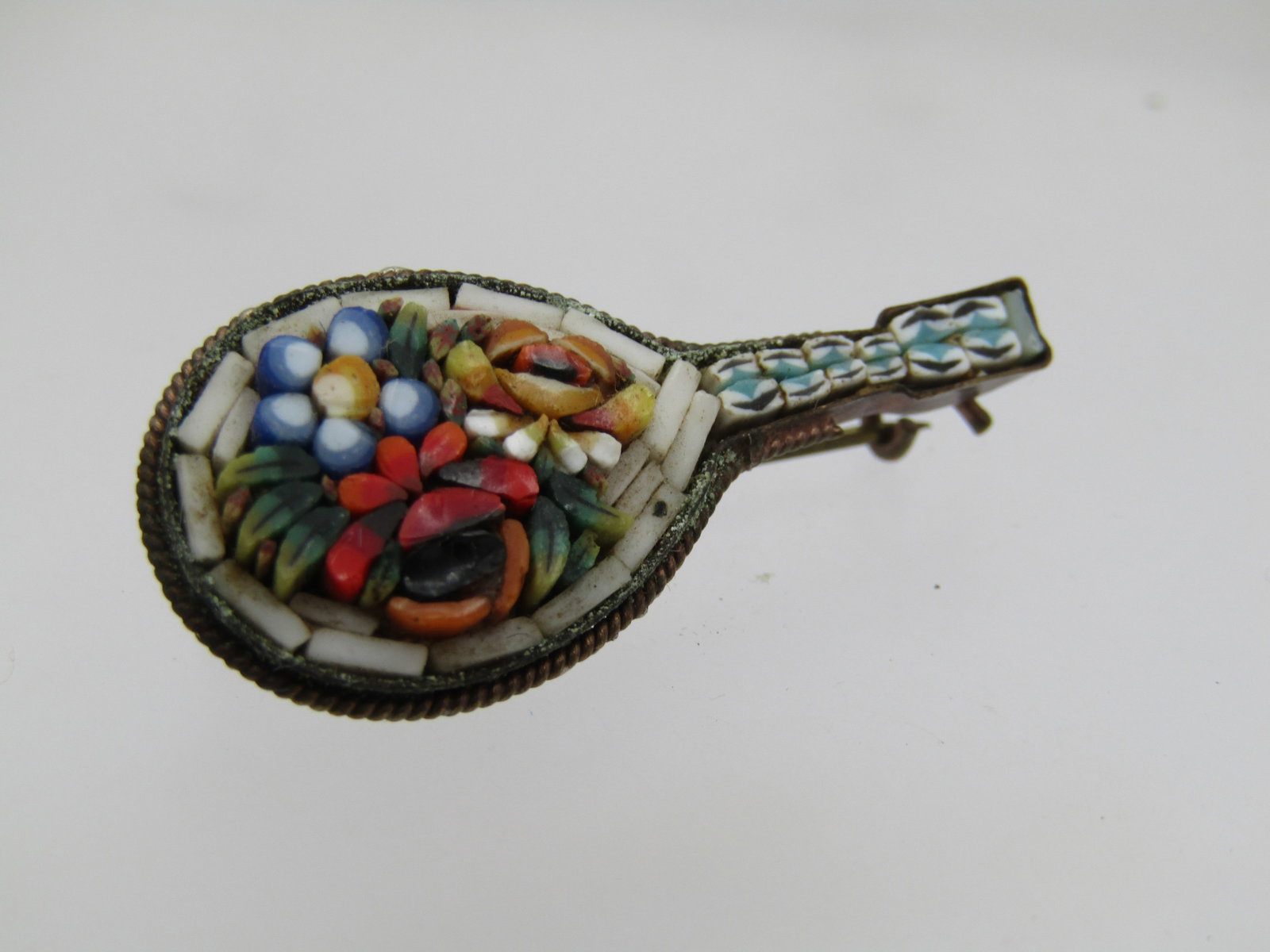 Vintage Micromosaic Lute Brooch, 1940's-1950's - 2
