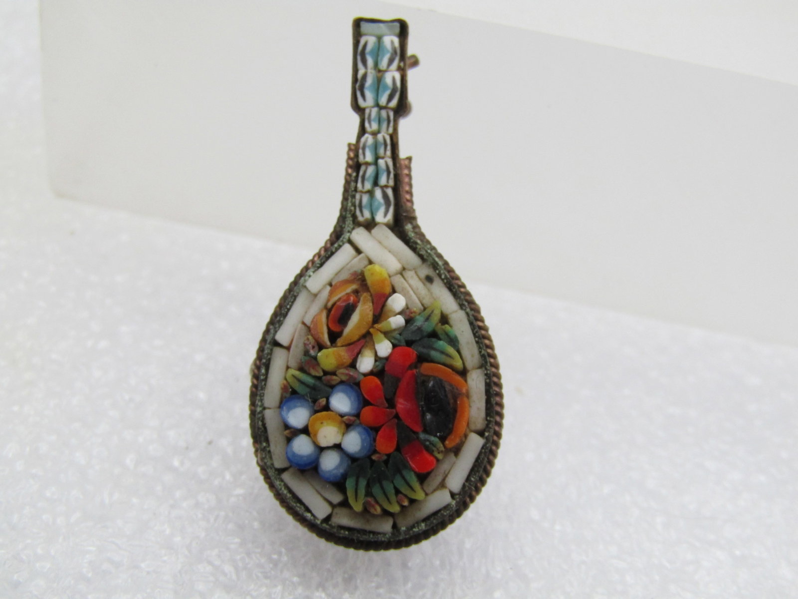 Vintage Micromosaic Lute Brooch, 1940's-1950's - 3