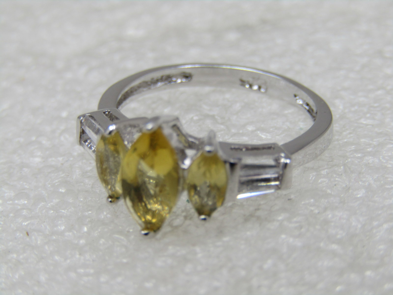 Silver Plated Yellow & Clear Stone Ring, Sz. 6, Engagement/Cocktail - 3