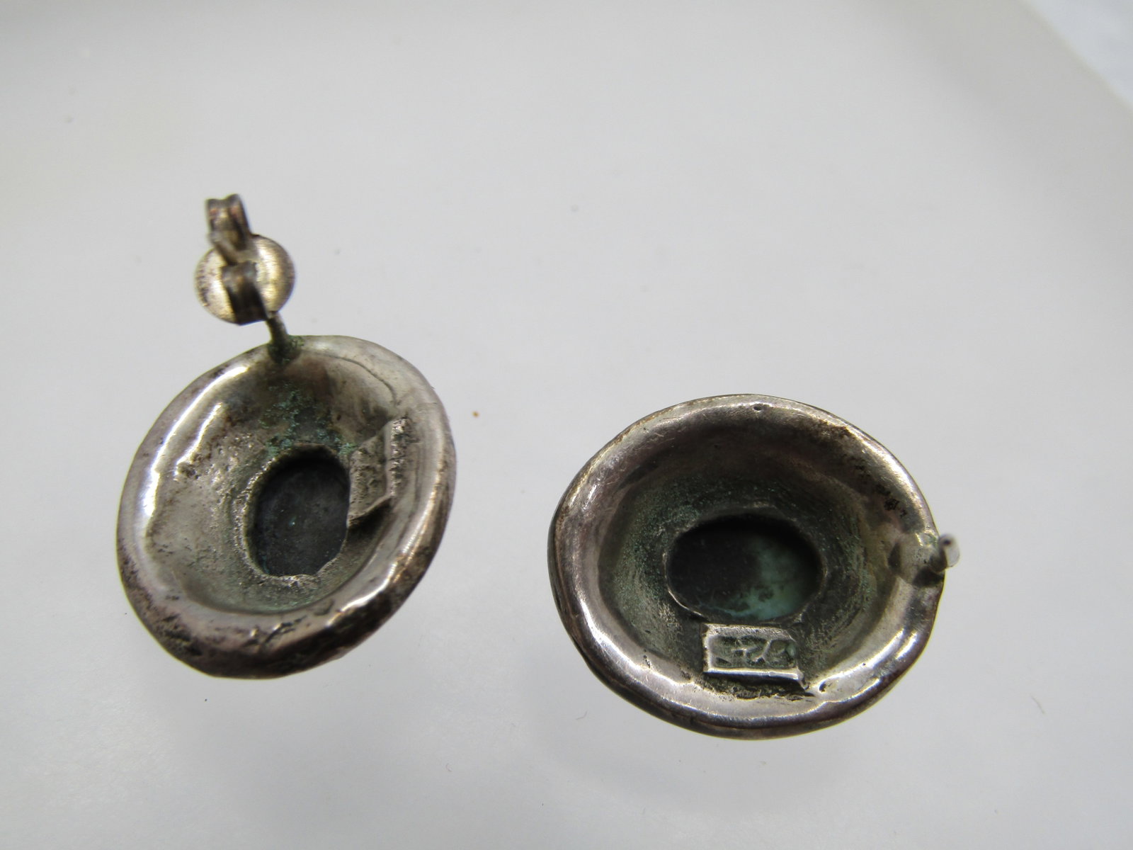 Vintage Sterling Southwestern Faux Turquoise Earrings. 1990's - 5