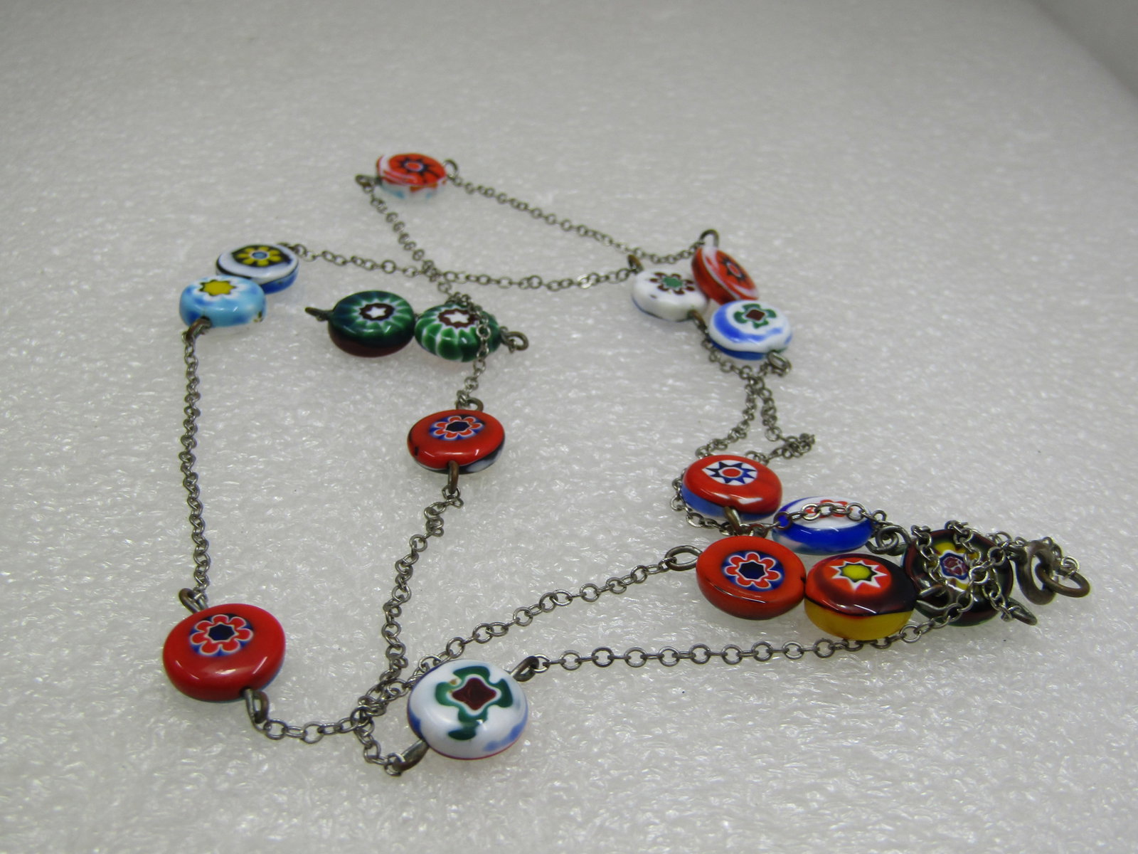Vintage Glass Floral Beaded Necklace, 32", 1960's-1970's. - 5