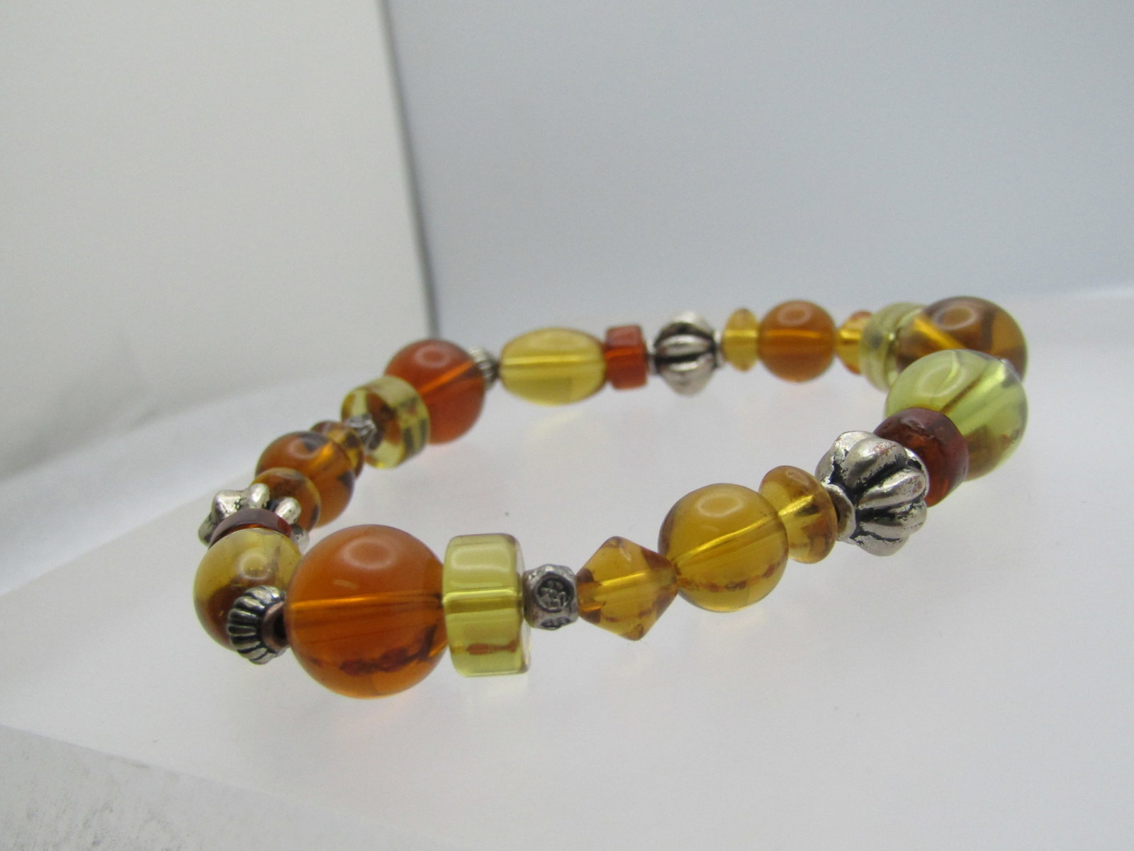 Vintage Ambler Glass Beaded Bracelet, Stretch, 7.25" - 2