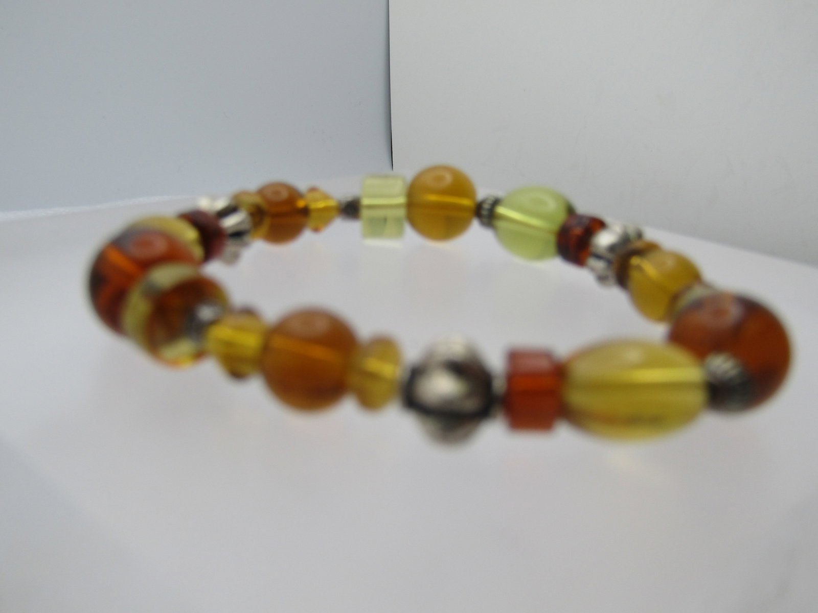 Vintage Ambler Glass Beaded Bracelet, Stretch, 7.25" - 3