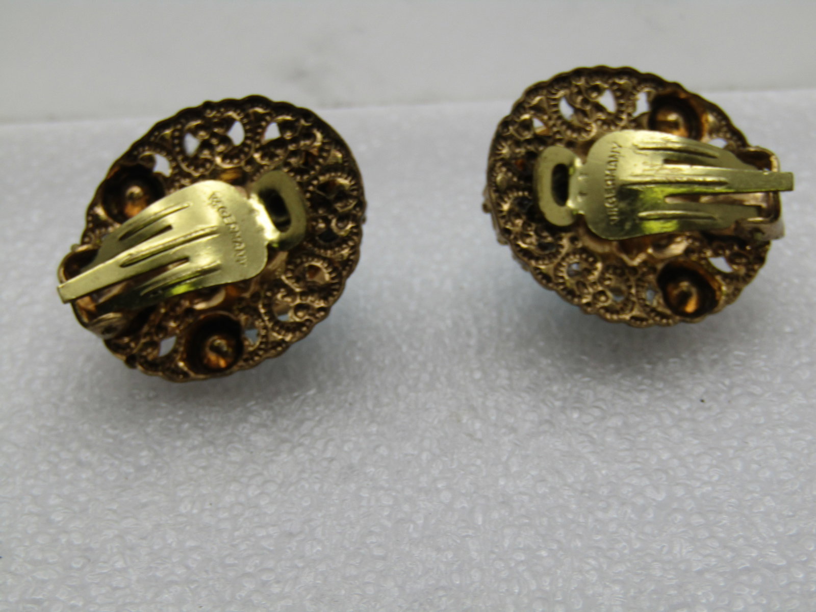 Vintage Faux Turquoise & Pearl Clip Earrings, W. Germany, 1950's-1960's - 6