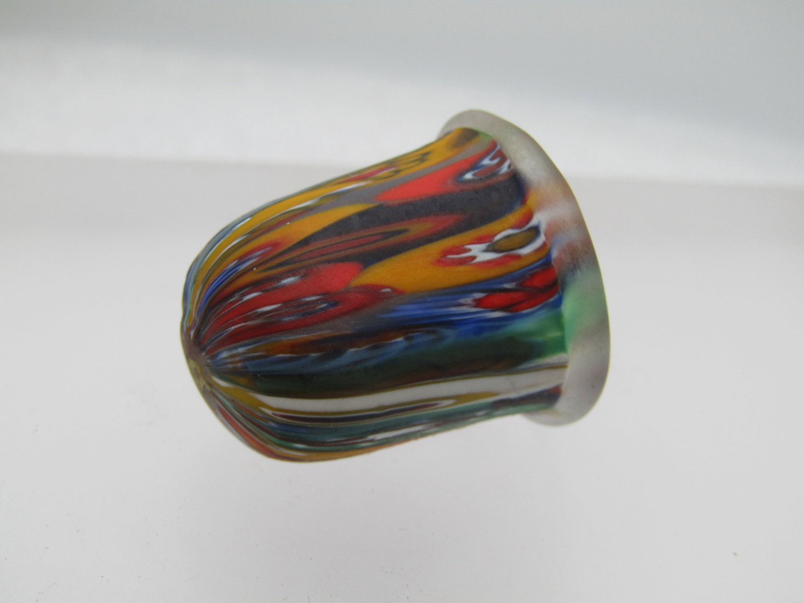 Vintage Italian Art Glass Thimble , Colorful 15.5mm Opening - 2