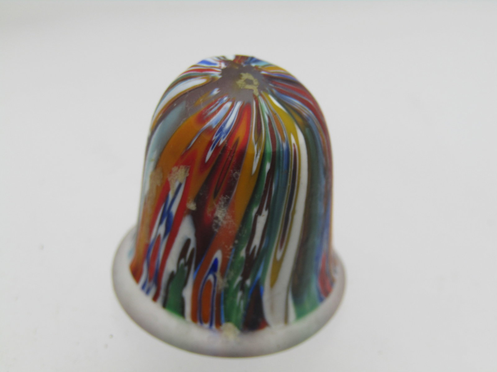 Vintage Italian Art Glass Thimble , Colorful 15.5mm Opening - 4