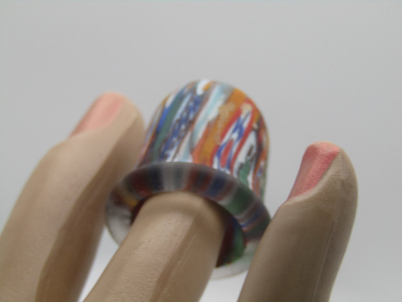 Vintage Italian Art Glass Thimble , Colorful 15.5mm Opening - 7
