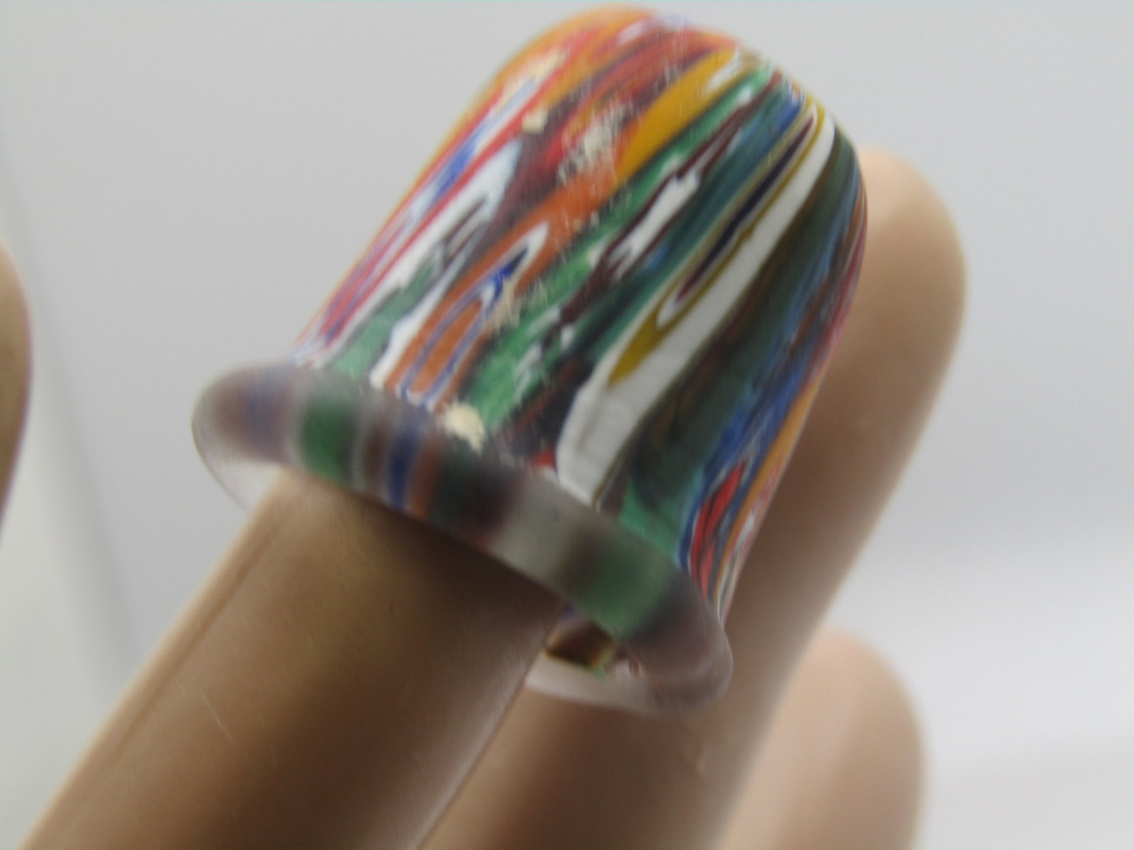 Vintage Italian Art Glass Thimble , Colorful 15.5mm Opening - 8