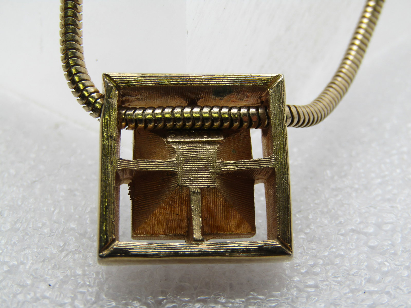 Vintage Avon Square Rhinestone Necklace, 18" Snake Chain, 1980's - 6