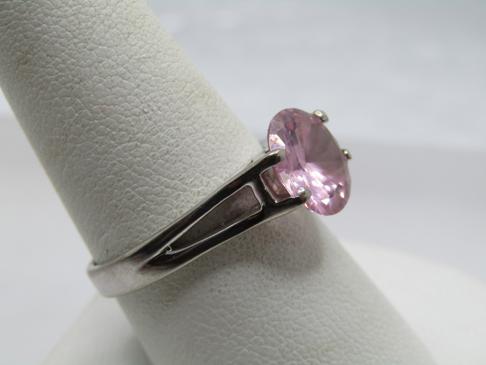 Silver Plated Pink Stone Ring, Sz. 9.5. - 2