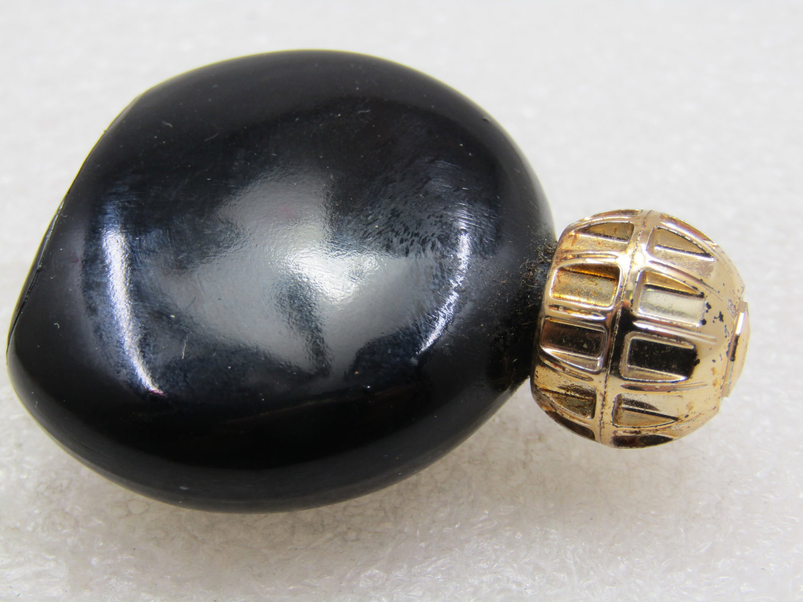 Vintage Small Black Floral Rhinestone Perfume Bottle, 1940's-1950's - 4