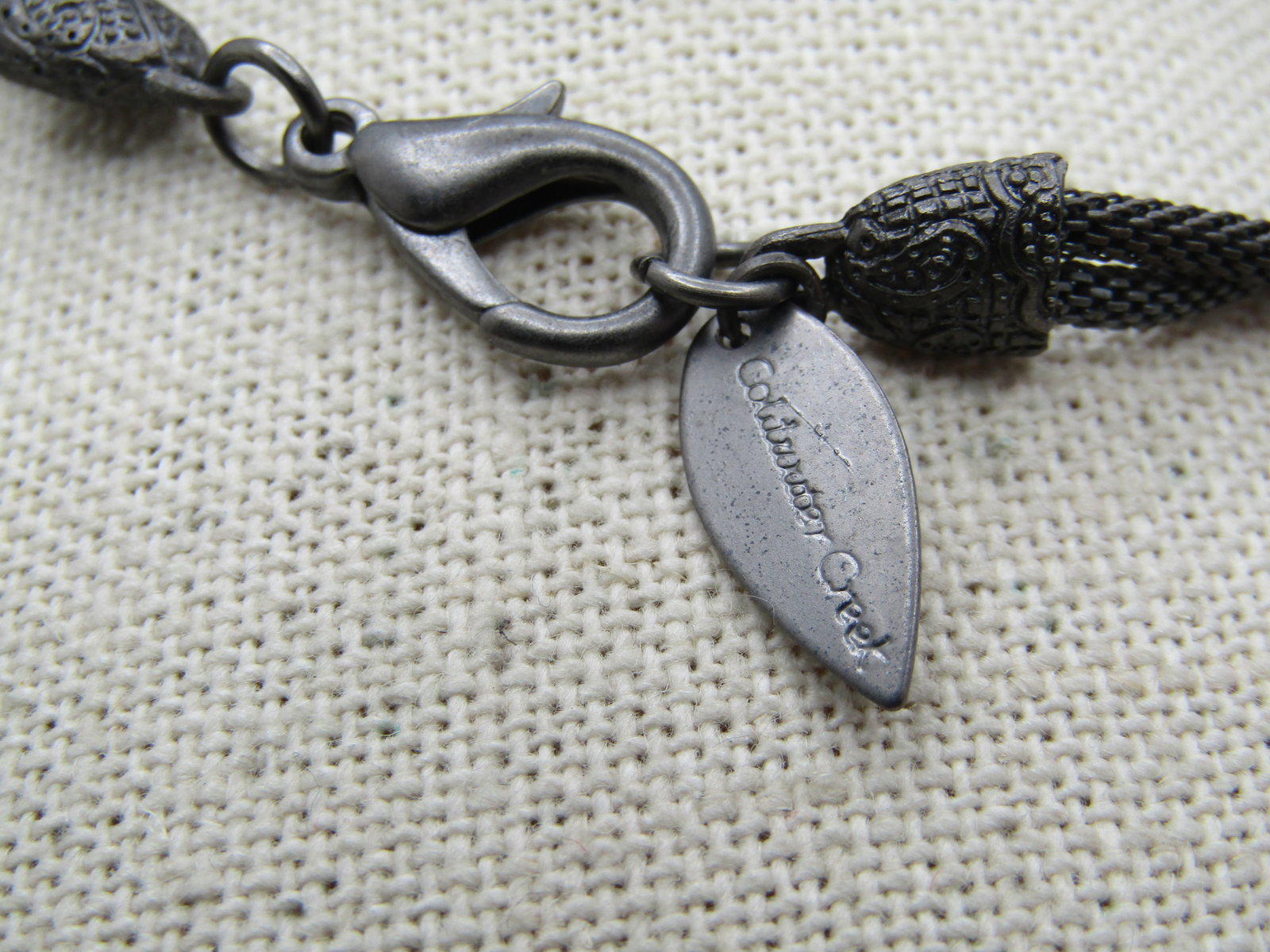Vintage Black Glitter Glass Necklace, 35", Coldwater Creek, Mesh Chain - 4