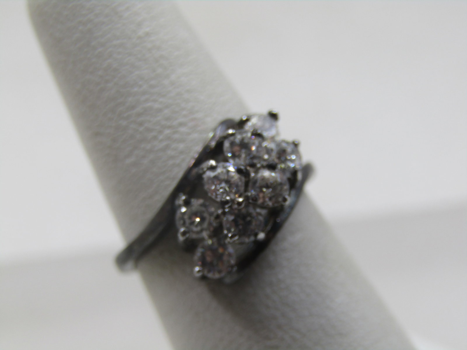 Vintage Sterling Clear Stone Ring, Sz. 6 - 2