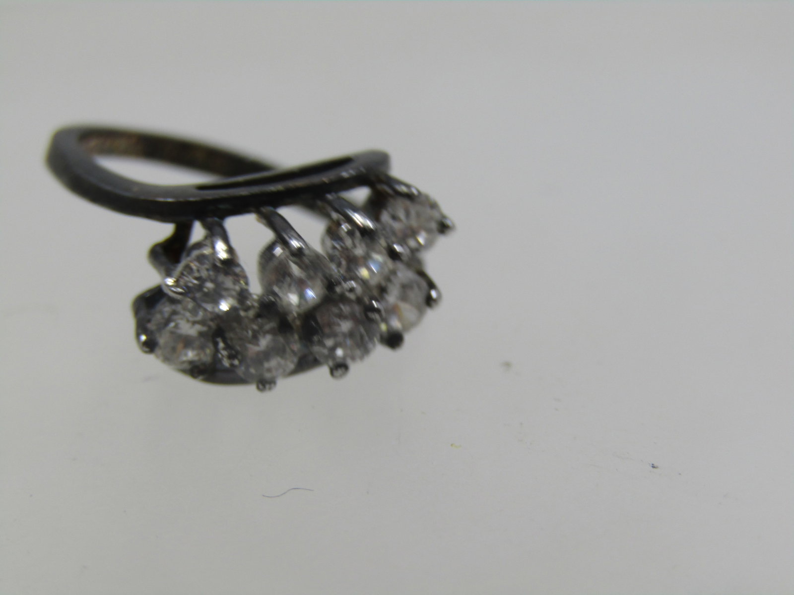 Vintage Sterling Clear Stone Ring, Sz. 6 - 5