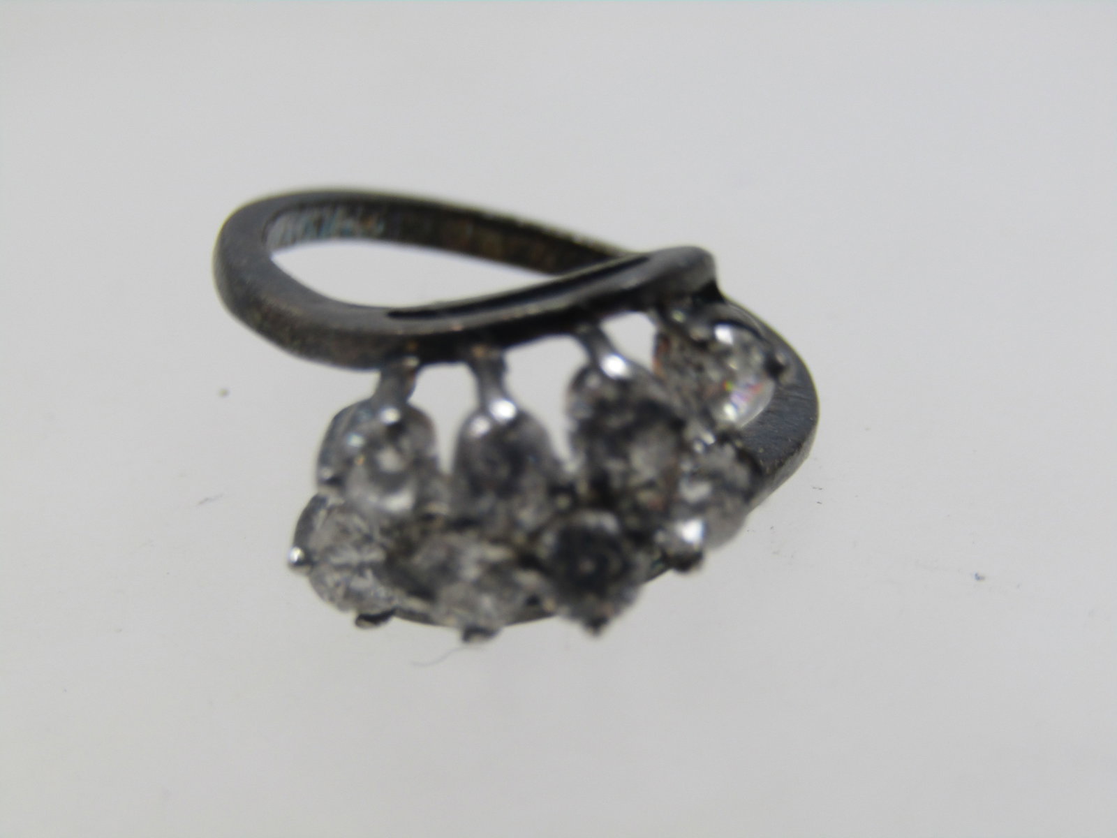 Vintage Sterling Clear Stone Ring, Sz. 6 - 6