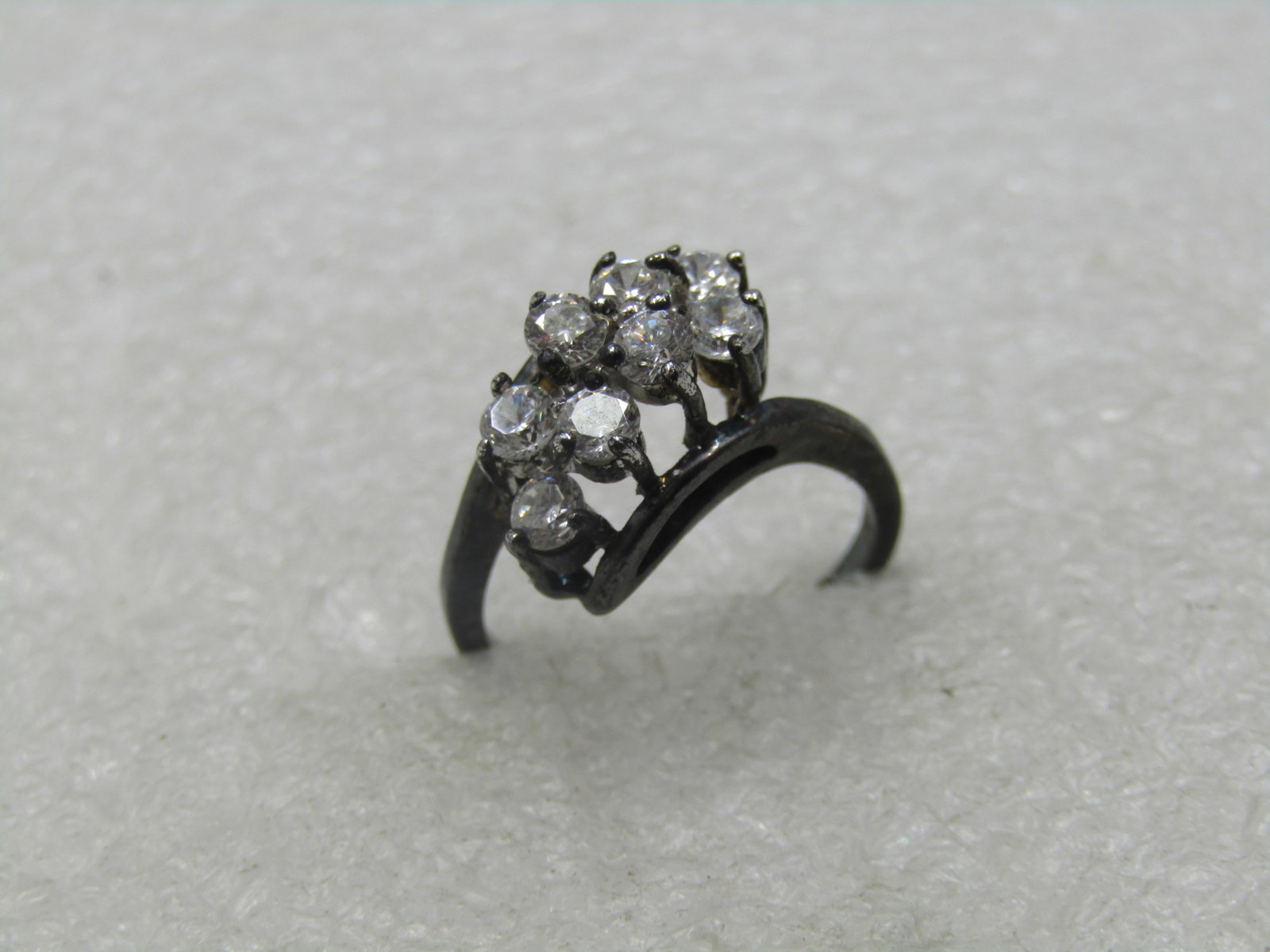 Vintage Sterling Clear Stone Ring, Sz. 6 - 7