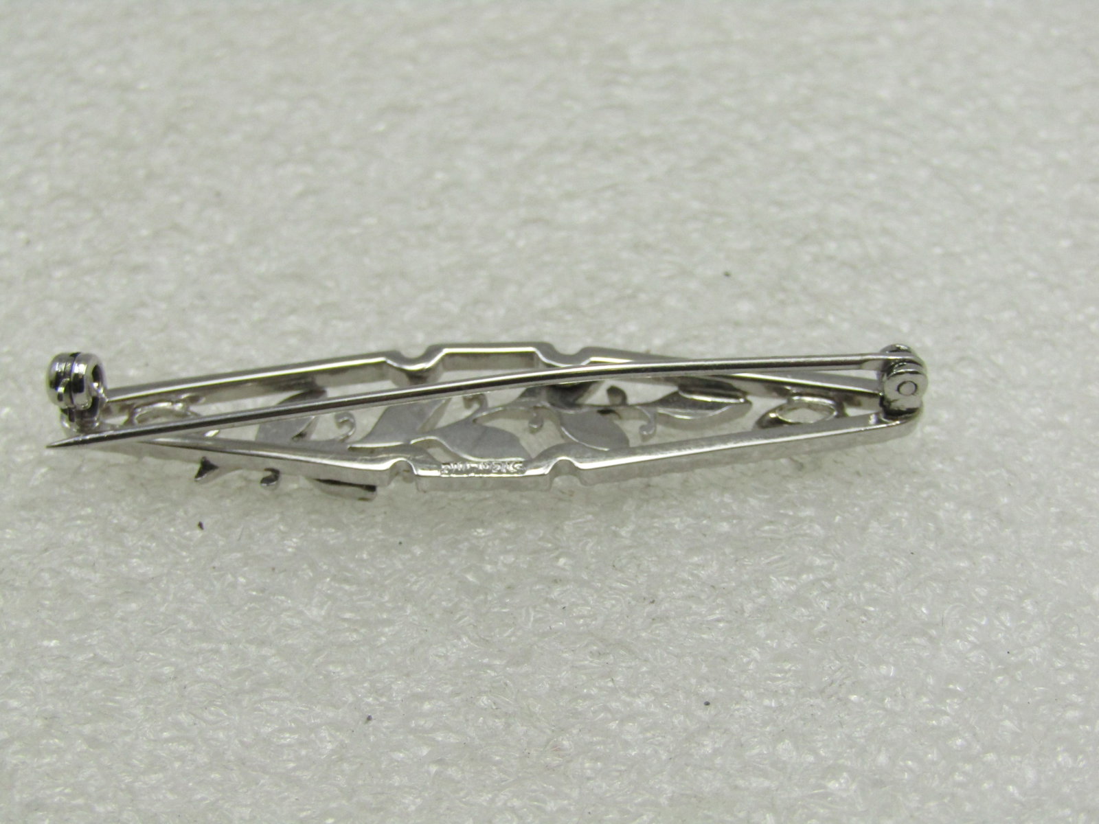 Vintage Sterling Enameled Black Leaf Brooch,, Marquise Rhinestones, 2", 1960's - 4