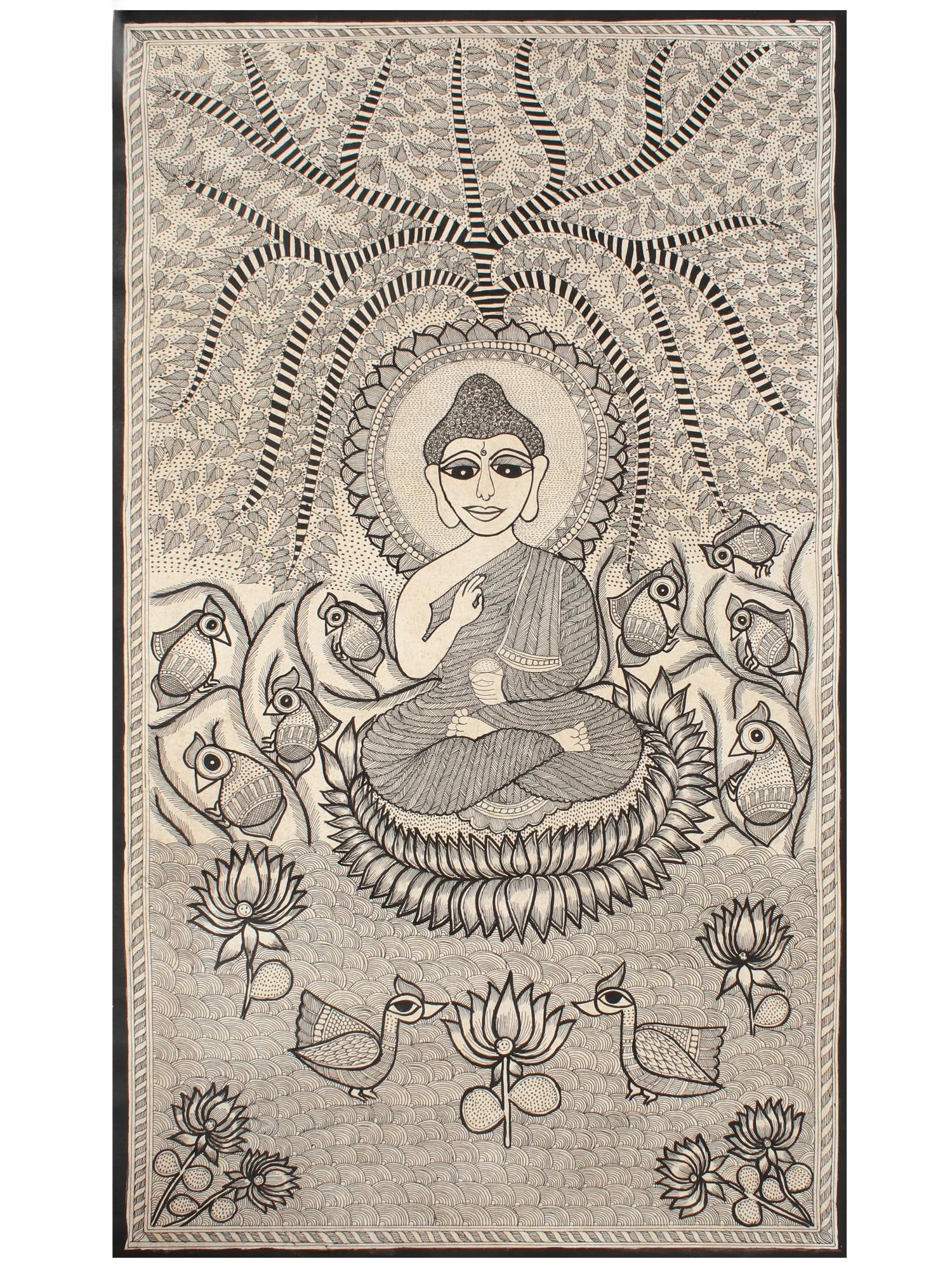 Gautama Buddha | Madhubani Painting: Title: Gautama Buddha | Madhubani Painting Description: Folk Paintings Reserve: $129.60 Shipping: Domestic: Shipping rates are determined by destination to anywhere within the contiguous U.S.