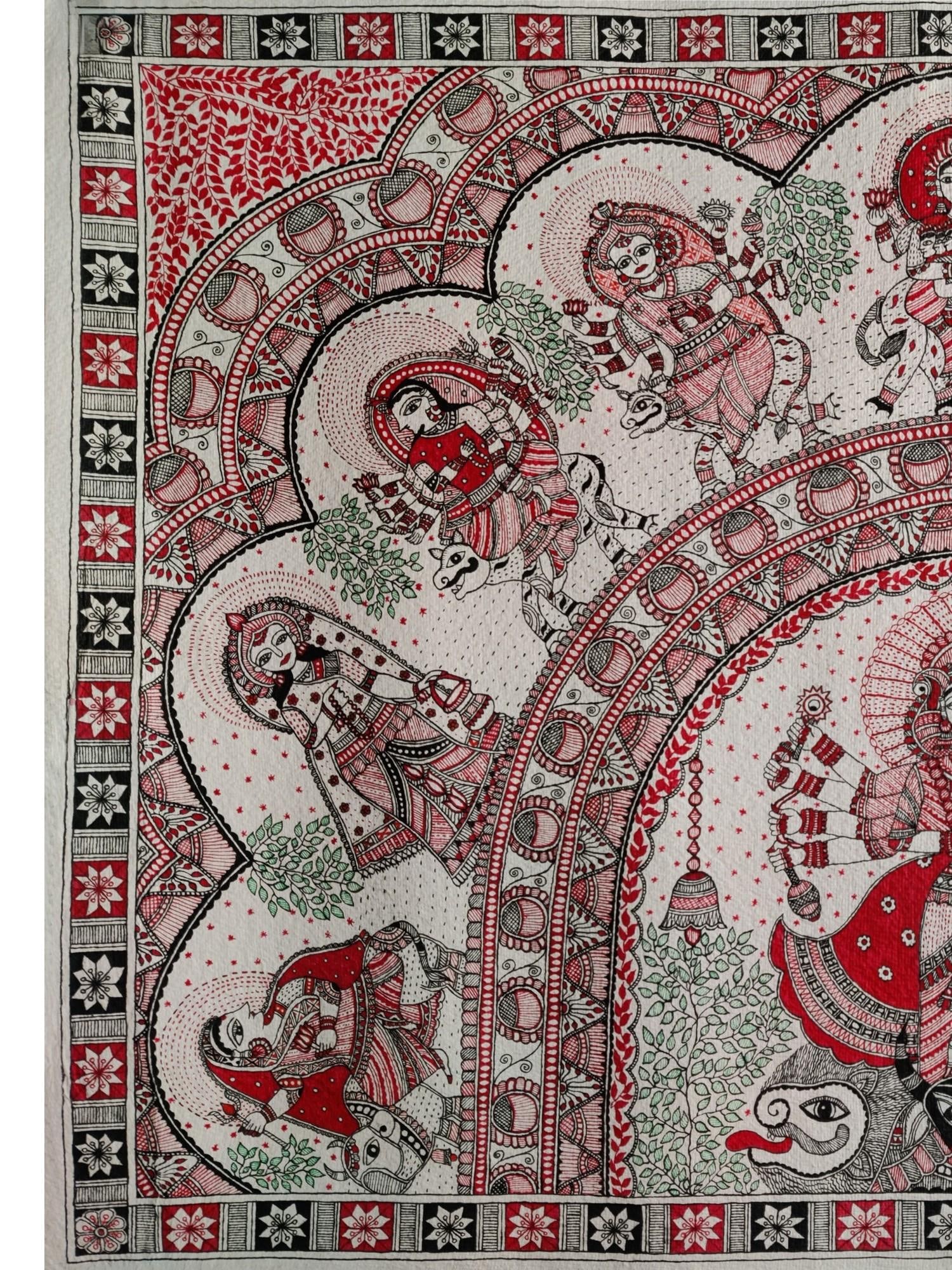 Mahadevi Durga and Nine Forms | By Jaya Tiwari | Watercolor Painting - 2