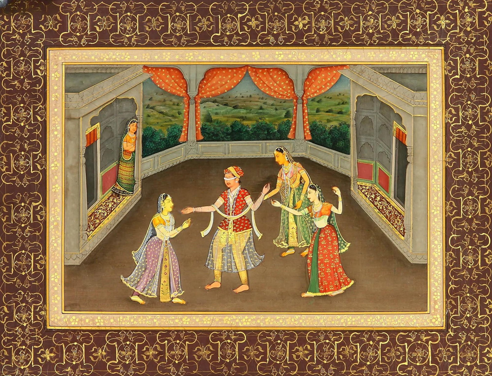 Prince Sporting with Harem Inmates: Title: Prince Sporting with Harem Inmates Description: Mughal Painting Reserve: $387.90 Shipping: Domestic: Shipping rates are determined by destination to anywhere within the contiguous U.S. Internat