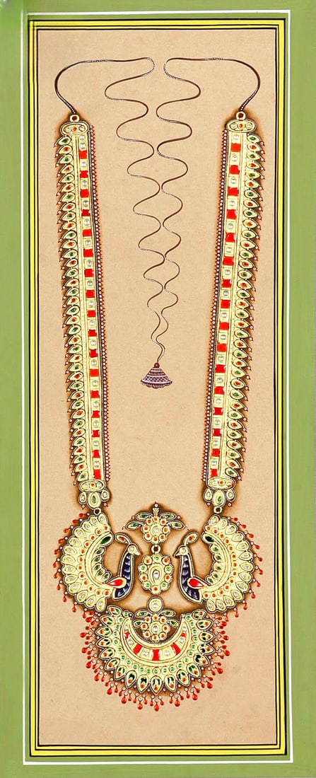 Peacock Necklace: Title: Peacock Necklace Description: Mughal Painting Reserve: $150.30 Shipping: Domestic: Shipping rates are determined by destination to anywhere within the contiguous U.S. International: Foreign