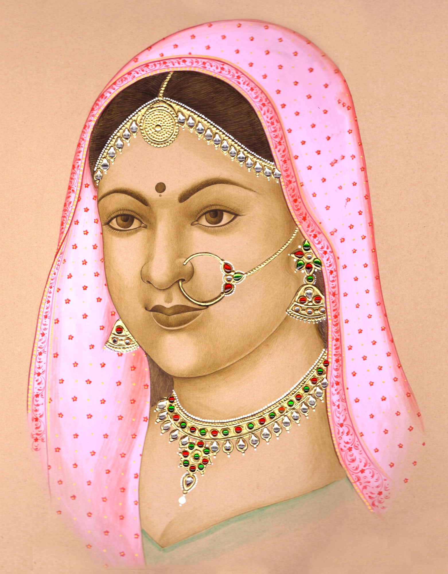 Portrait of an Indian Bride: Title: Portrait of an Indian Bride Description: Mughal Painting Reserve: $279.90 Shipping: Domestic: Shipping rates are determined by destination to anywhere within the contiguous U.S. International: