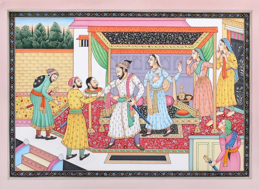 Aurangzeb Inspecting The Chopped Off Head of His Brother Dara Shikoh: Title: Aurangzeb Inspecting The Chopped Off Head of His Brother Dara Shikoh Description: Mughal Painting Reserve: $585.00 Shipping: Domestic: Shipping rates are determined by destination to anywhere