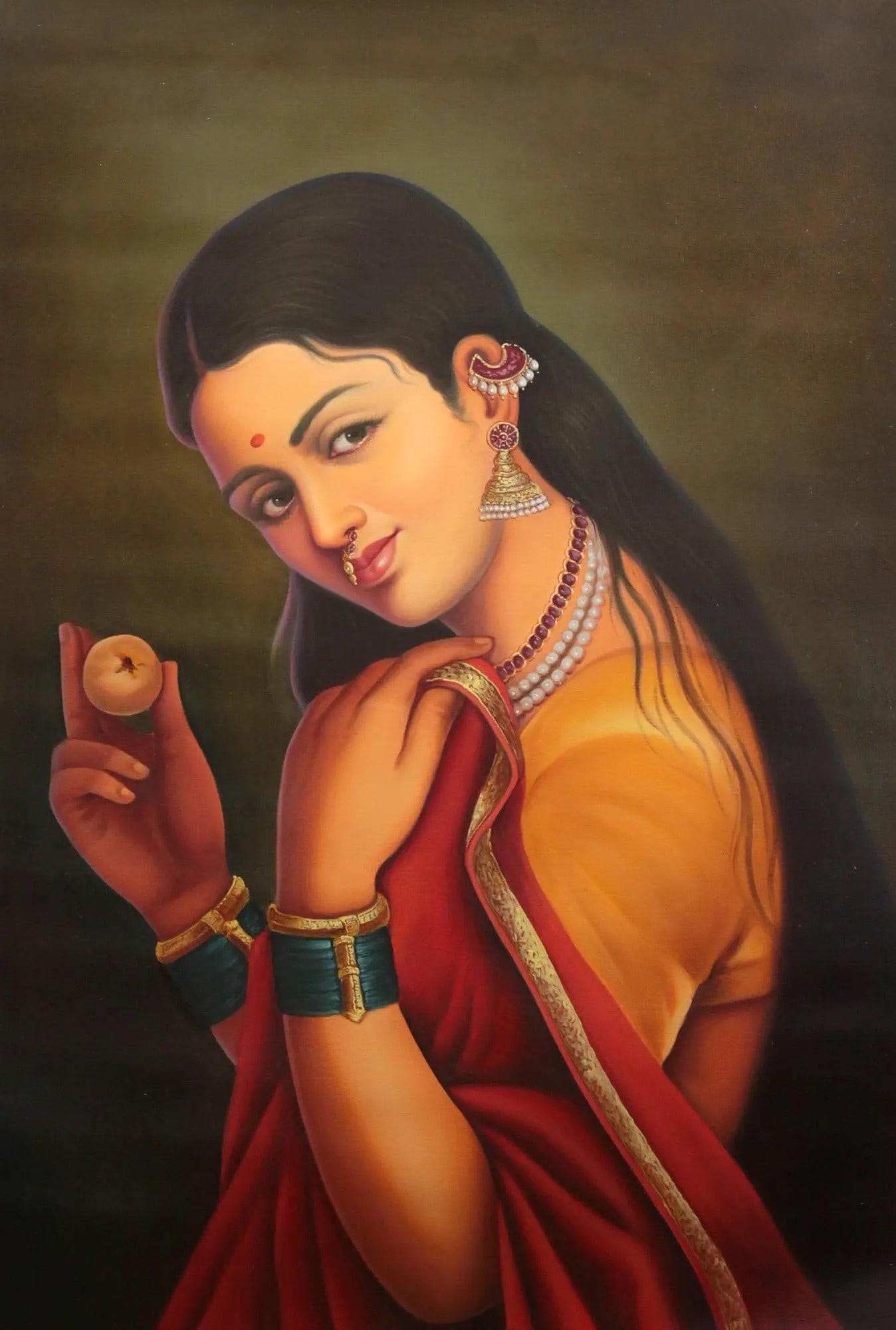 Newlywed With Apricot: Title: Newlywed With Apricot Description: Oil Paintings Reserve: $300.60 Shipping: Domestic: Shipping rates are determined by destination to anywhere within the contiguous U.S. International: Foreign