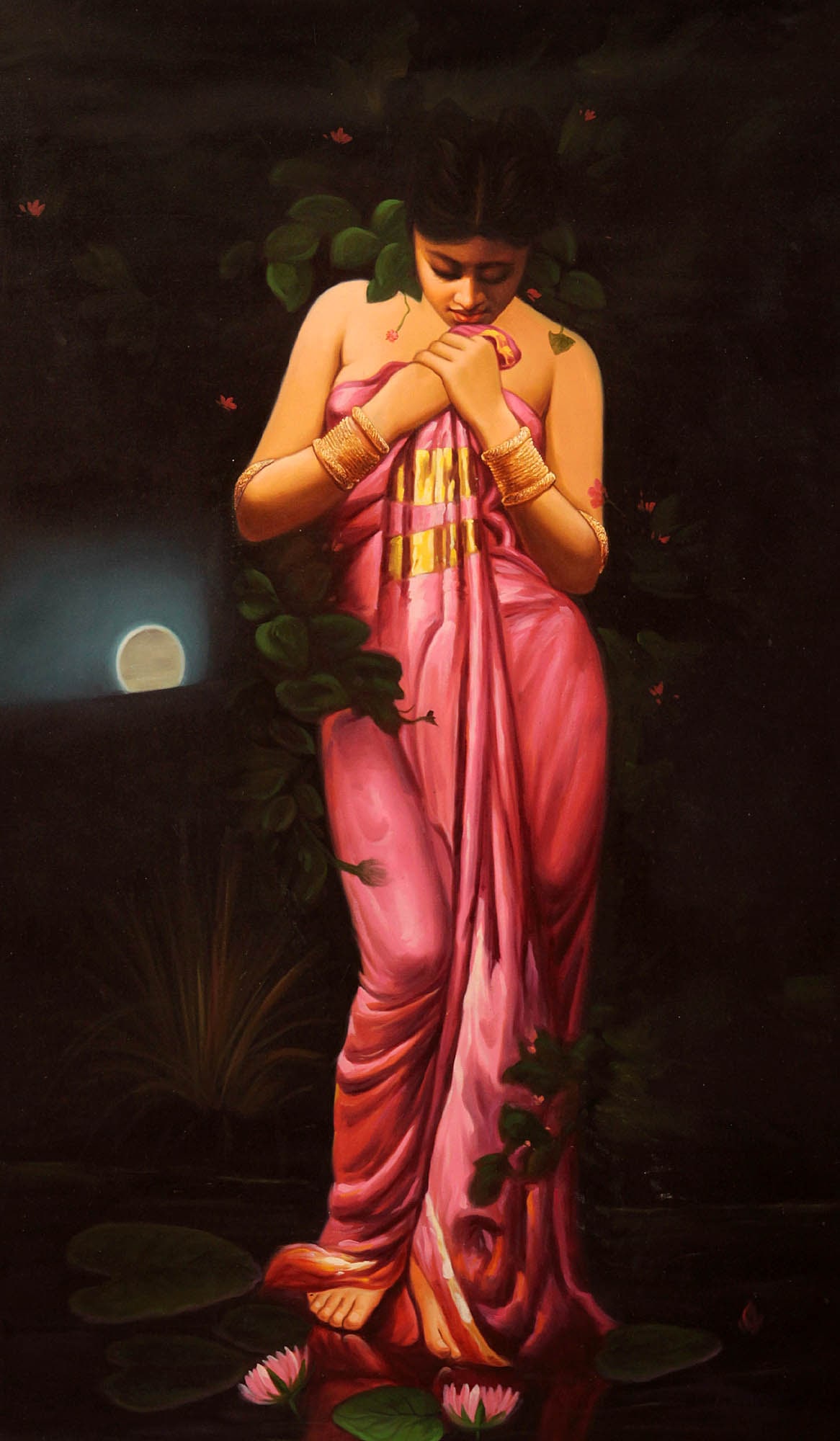 Midnight at the Lotus Pond: Title: Midnight at the Lotus Pond Description: Oil Paintings Reserve: $467.10 Shipping: Domestic: Shipping rates are determined by destination to anywhere within the contiguous U.S. International: For