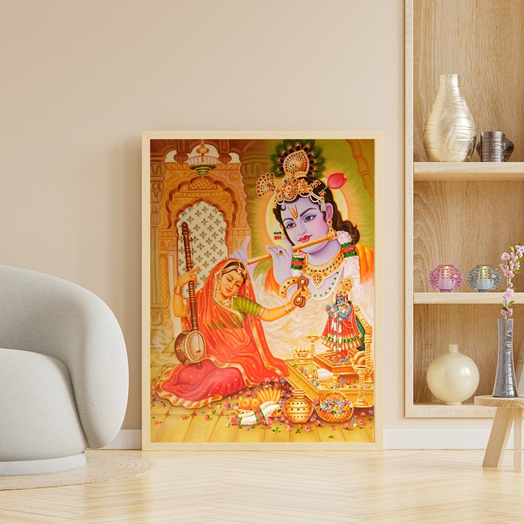 Mirabai and Krishna | Oil Painting on Canvas - 2