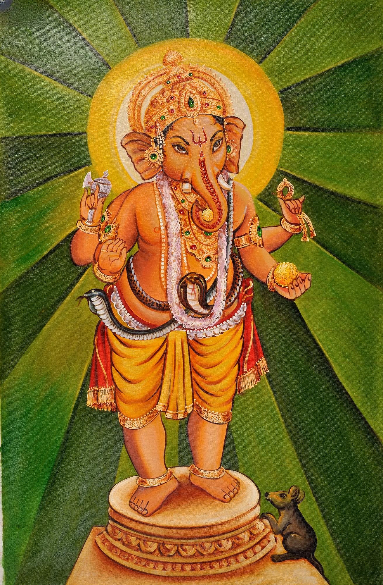 The Radiant Ganesha: Title: The Radiant Ganesha Description: Oil Paintings Reserve: $349.20 Shipping: Domestic: Shipping rates are determined by destination to anywhere within the contiguous U.S. International: Foreign