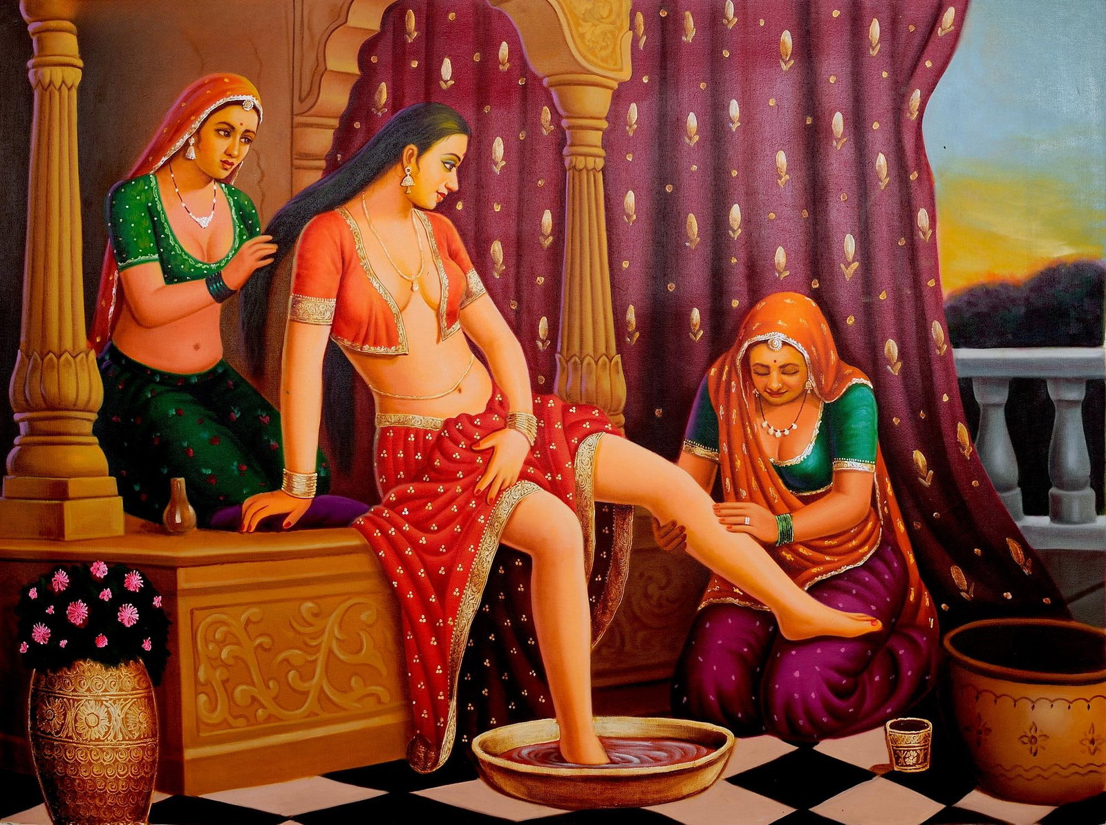 Royal Lady Gets a Bath: Title: Royal Lady Gets a Bath Description: Oil Paintings Reserve: $702.90 Shipping: Domestic: Shipping rates are determined by destination to anywhere within the contiguous U.S. International: