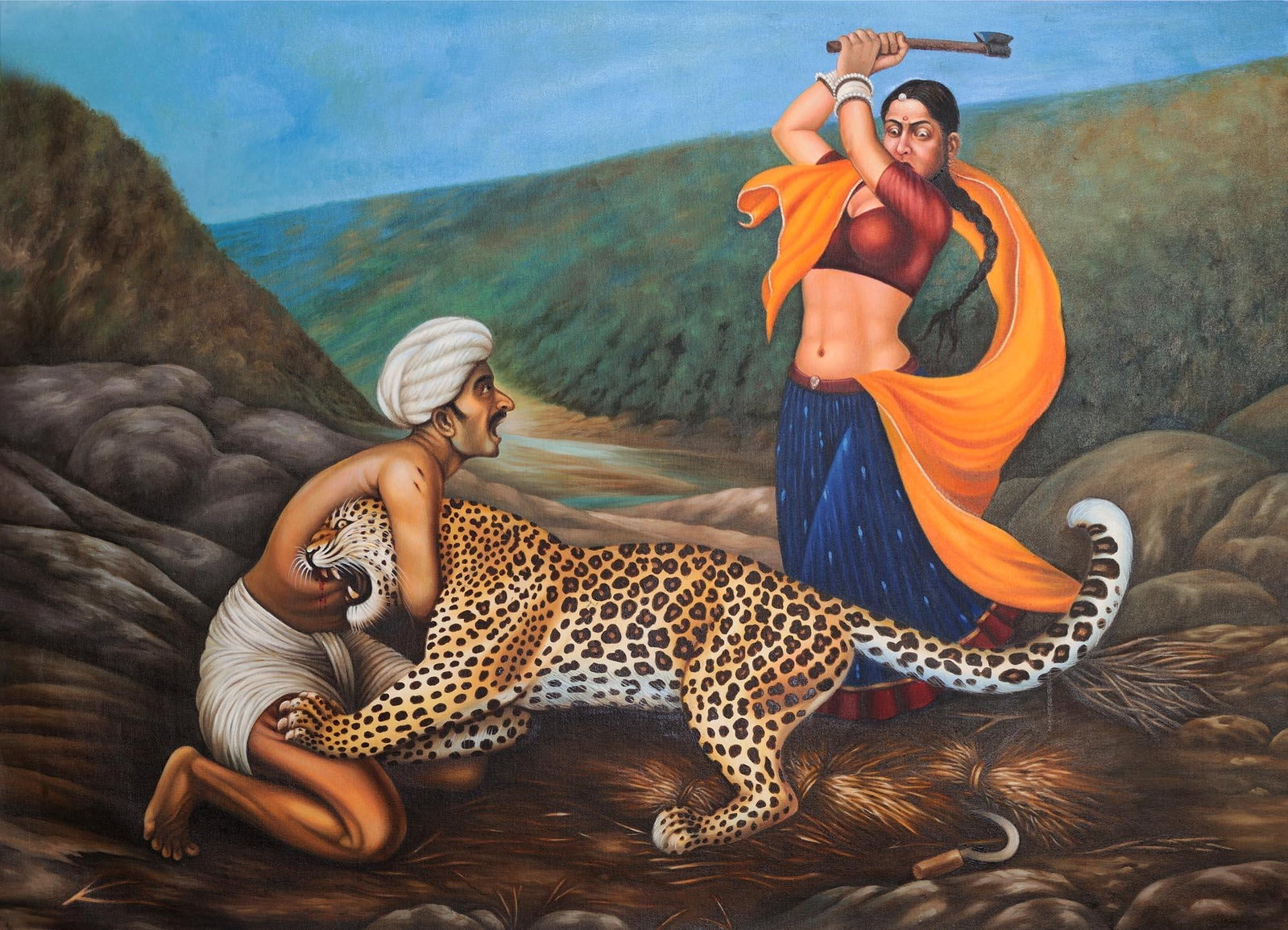 Fear and Fight (Framed Painting): Title: Fear and Fight (Framed Painting) Description: Oil Paintings Reserve: $2,002.50 Shipping: Domestic: Shipping rates are determined by destination to anywhere within the contiguous U.S.