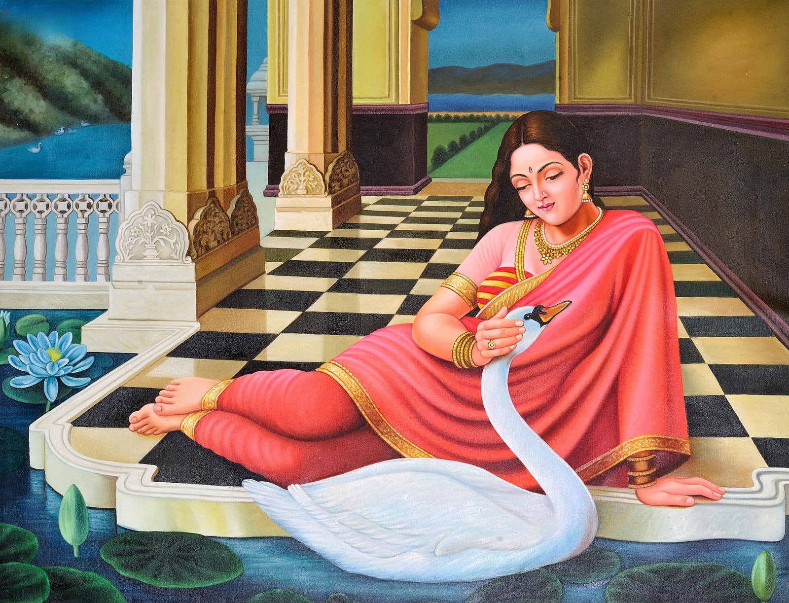 The Legendary Beauty Damayanti: Title: The Legendary Beauty Damayanti Description: Oil Paintings Reserve: $821.70 Shipping: Domestic: Shipping rates are determined by destination to anywhere within the contiguous U.S. International:
