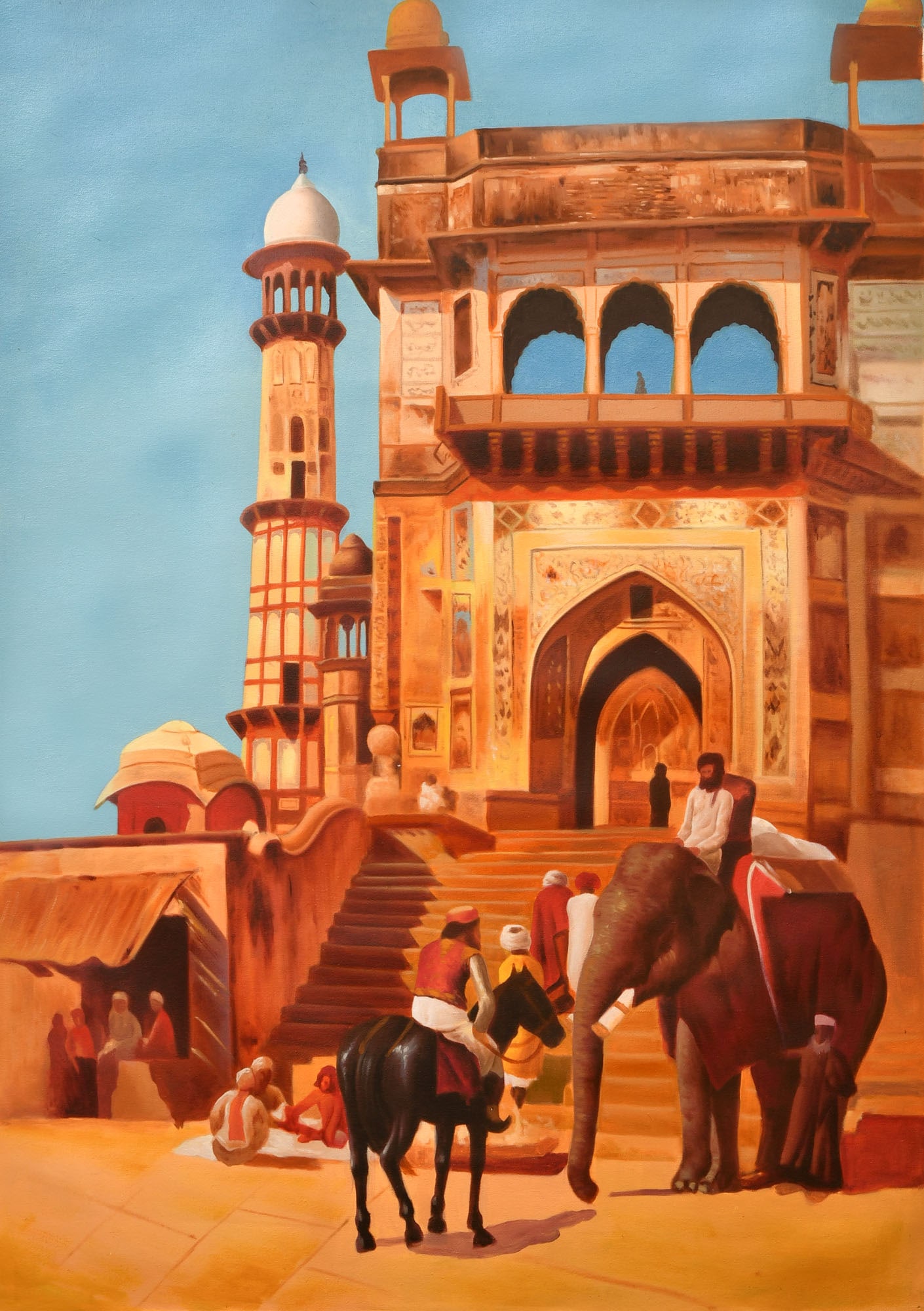 Life Goes On Afore The Gate Of Jama Masjid: Title: Life Goes On Afore The Gate Of Jama Masjid Description: Oil Paintings Reserve: $444.60 Shipping: Domestic: Shipping rates are determined by destination to anywhere within the contiguous U.S.