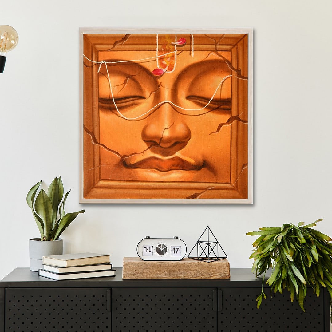 Lord Buddha Face Series (Four) | Unframed Oil Painting on Canvas - 2