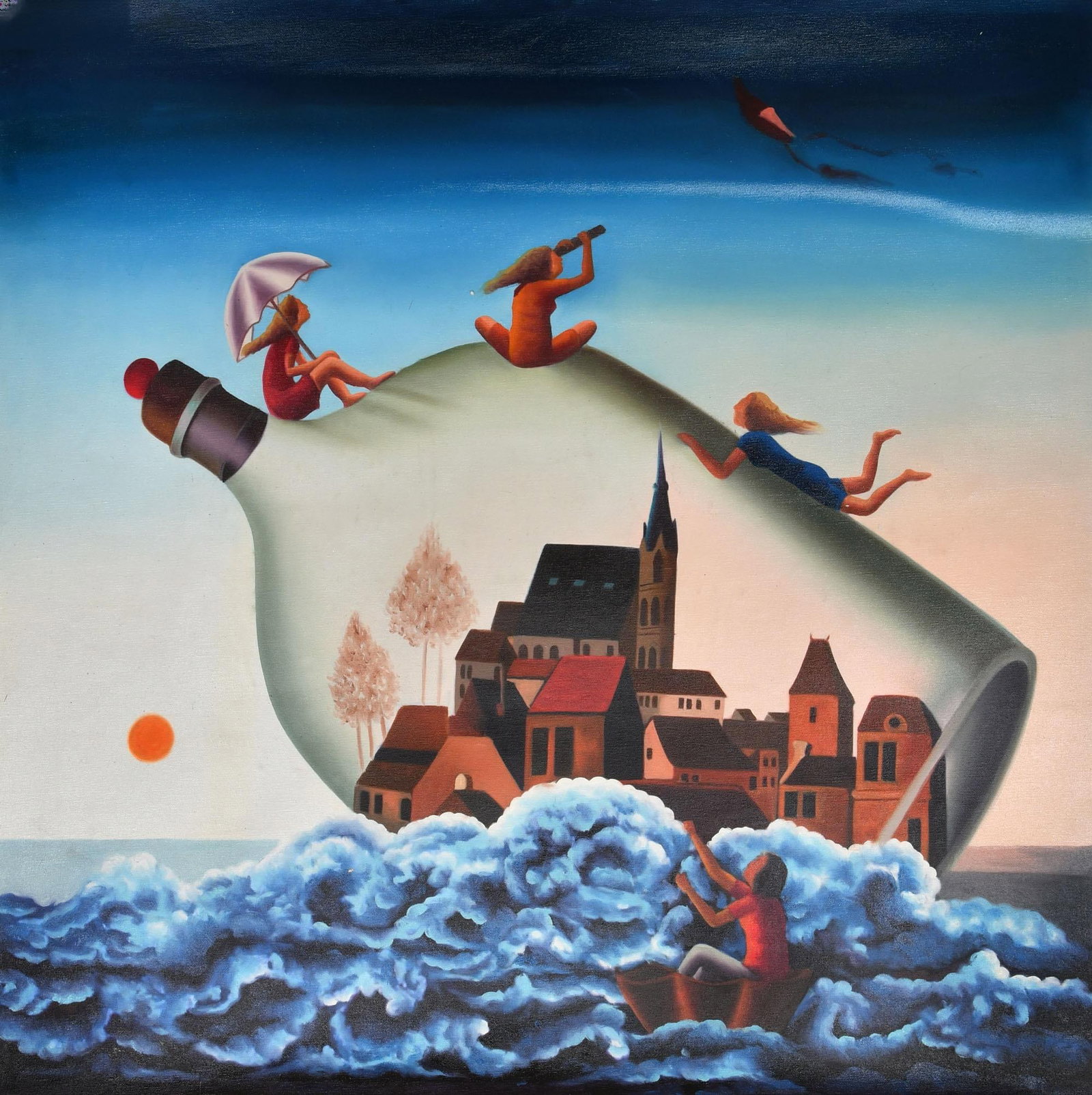 Storm Outside a Bottle: Title: Storm Outside a Bottle Description: Oil Paintings Reserve: $279.90 Shipping: Domestic: Shipping rates are determined by destination to anywhere within the contiguous U.S. International: Foreign