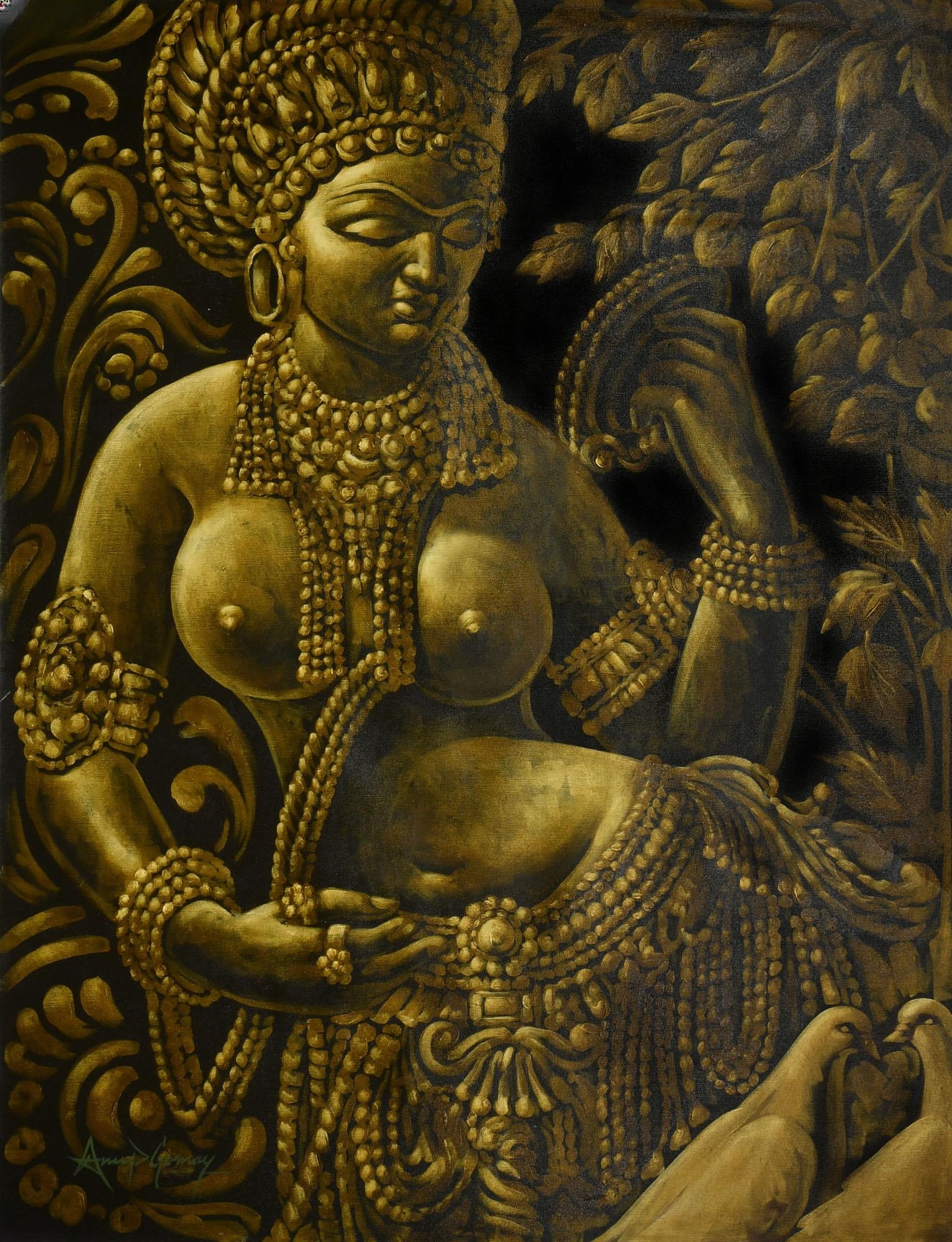The Khajuraho Nymph: Title: The Khajuraho Nymph Description: Oil Paintings Reserve: $387.90 Shipping: Domestic: Shipping rates are determined by destination to anywhere within the contiguous U.S. International: Foreign