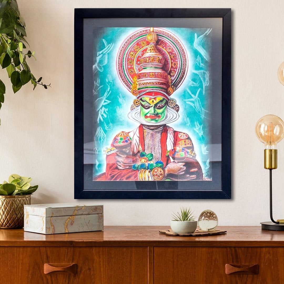 The Indian Kathakali Dancer (Framed) | Pastels on Canvas - 2